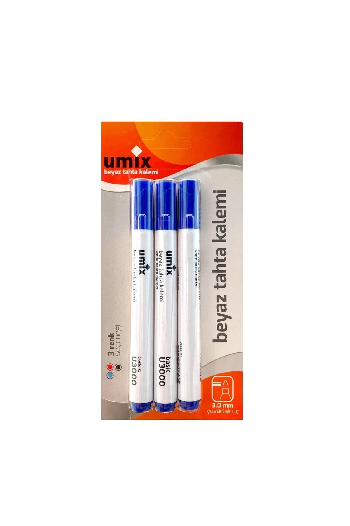 Umix Basic Beyaz Tahta Kalemi 3 Lü Mavi
