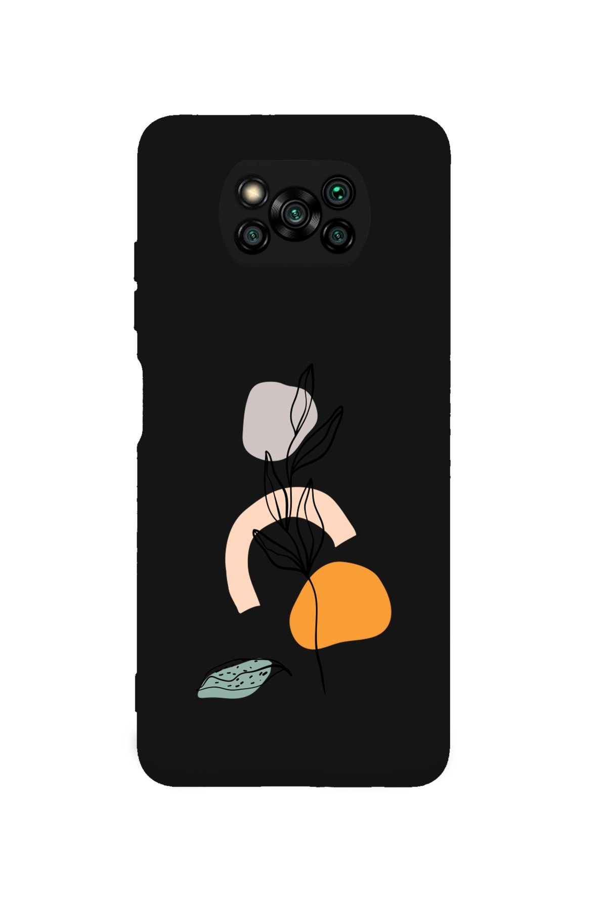 butikcase Xiaomi Poco M3 Pro Flowers Desenli Premium Silikonlu Lansman Siyah Telefon Kılıfı