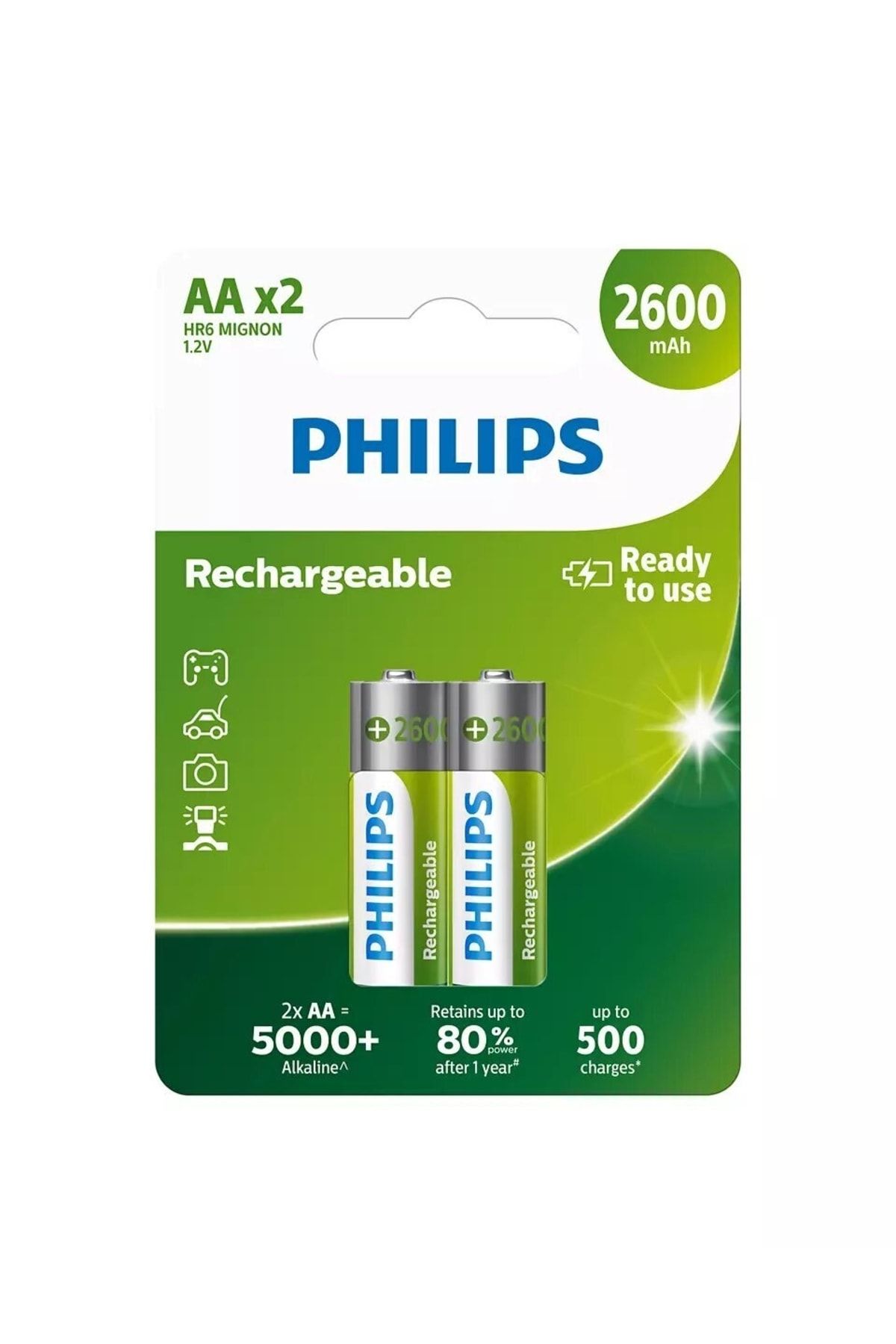 Philips Şarj Edilebilir AA 2600 mAh X2