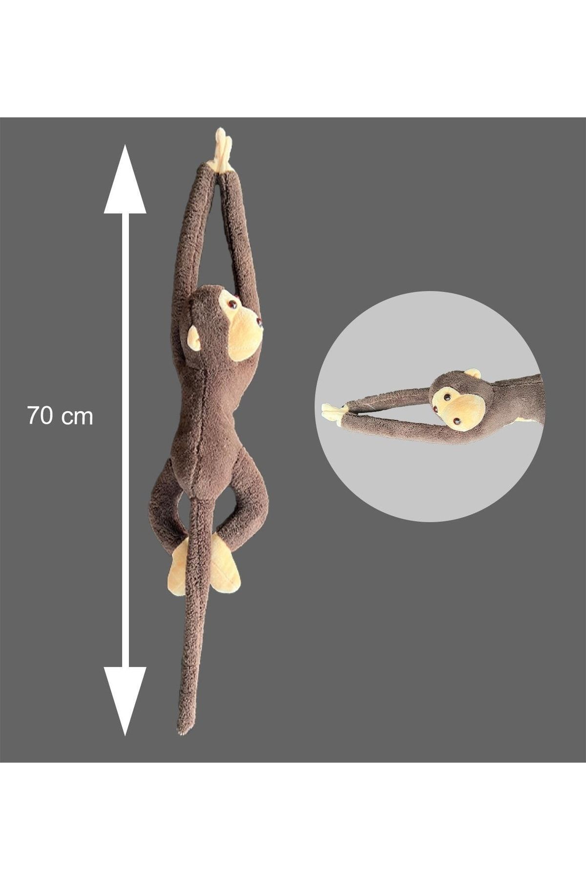 Sole Peluş Maymun, Elleri Yapışabilen Uyku Ve Oyun Arkadaşı -70 Cm
