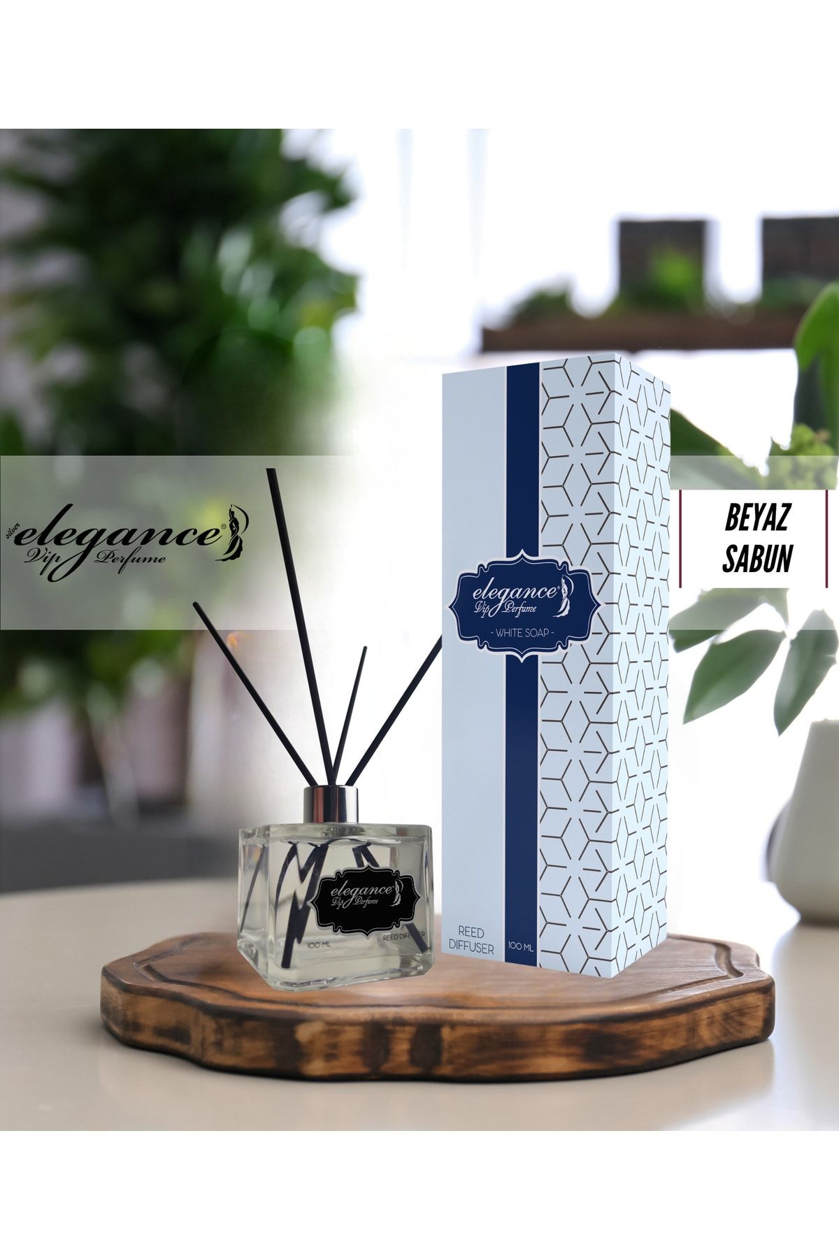 Elegance vip Perfume White Soap (BEYAZ SABUN) Luxury Reed Diffuser Bambu Çubuklu Oda Kokusu (100 ML)- Yüksek Performans