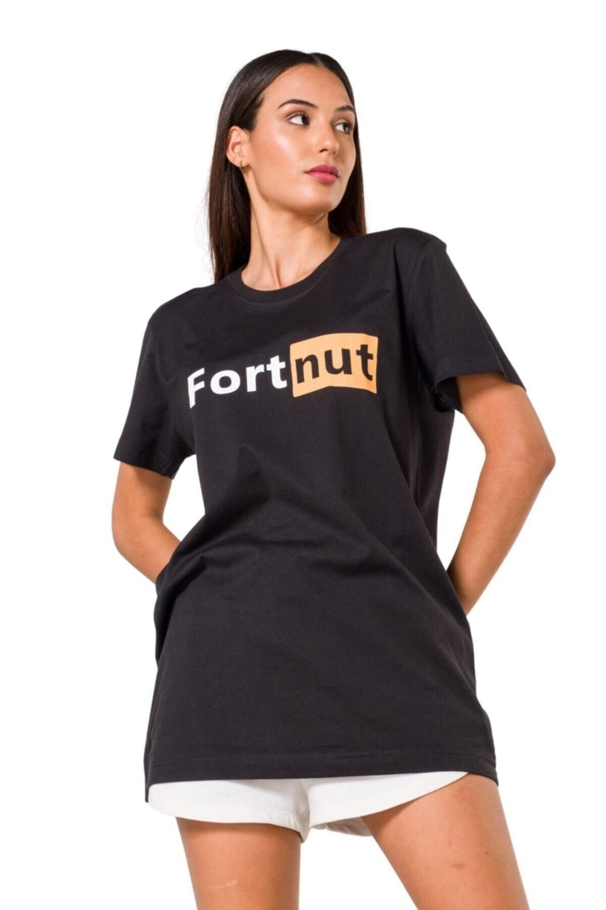 Viselia Oversize Siyah T-shirt Pamuk Fortnite Nefes Alan Yeni Nesil Terletmeyen Baskılı Unisex