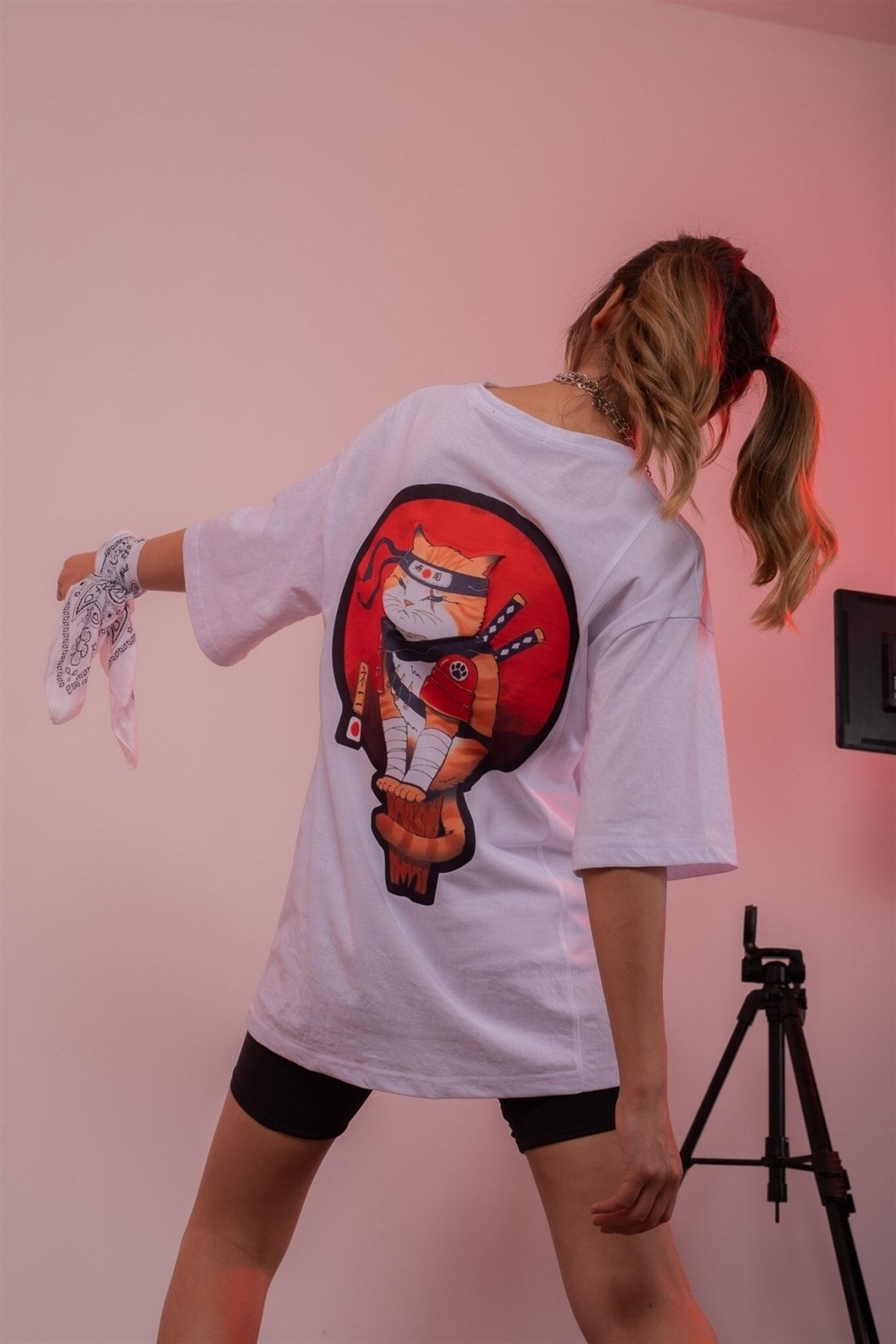 VOLT CLOTHİNG Ninja Cat Kabartmalı Oversize Tshirt