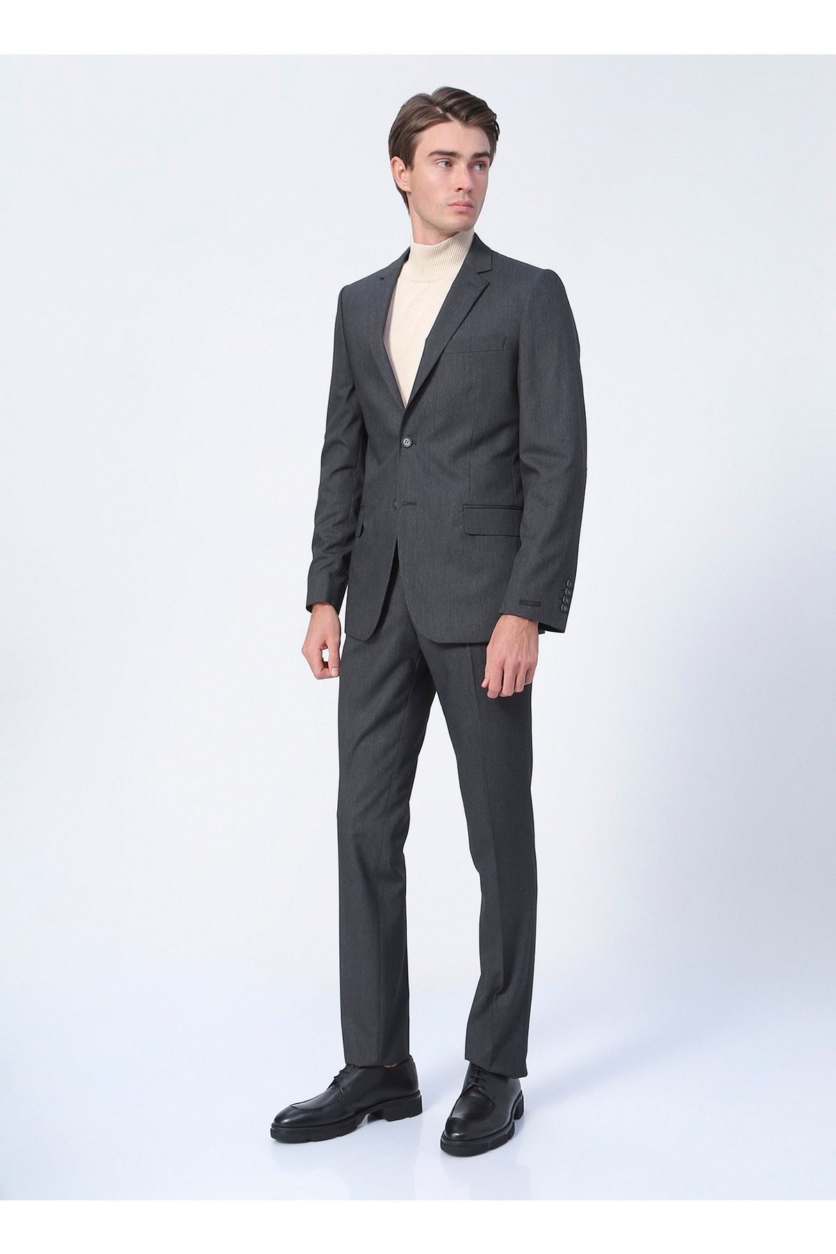 Fabrika Fns6,5te01prt19150 Ceket Yaka Slim Fit Düz Antrasit Erkek Takım Elbise