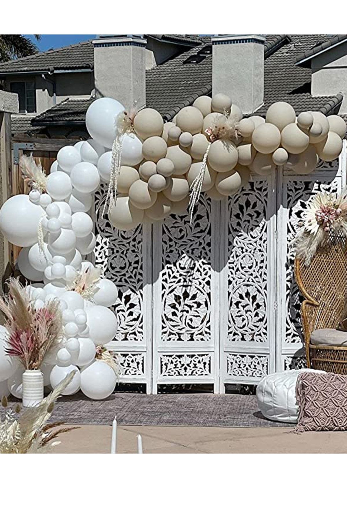 Parti Dolabı 60lı Soft Balon Seti 30 Deniz Kumu + 30 Beyaz Mat Pastel Soft Balon Zinciri Baby Shower Bride To Be