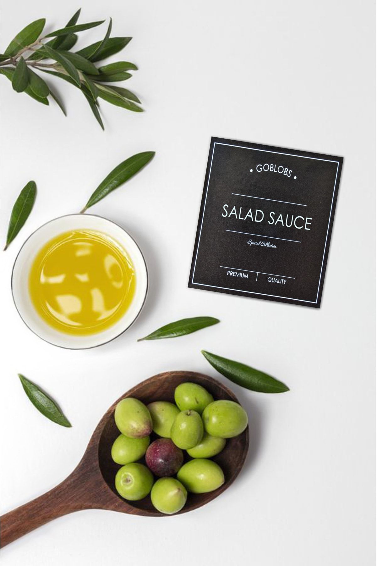 GO BLOBS Sticker Etiket Siyah Salad Sauce Suya Dayanıklı Şişe Etiketi