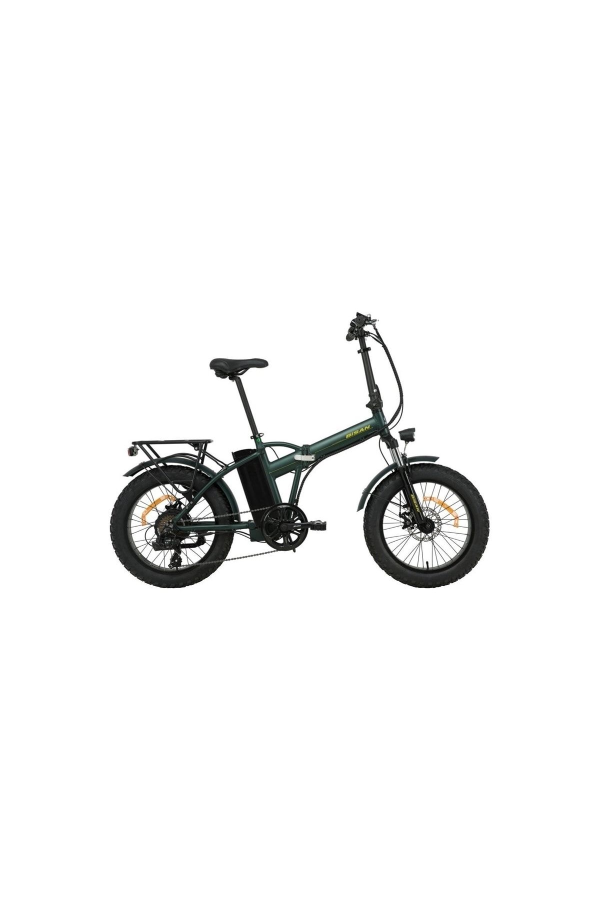 Bisan E-foldıng F2 Elektrıklı Katlanır Bisikleti Md 43cm 20 Jant 7 Vites Yeşil Sarı