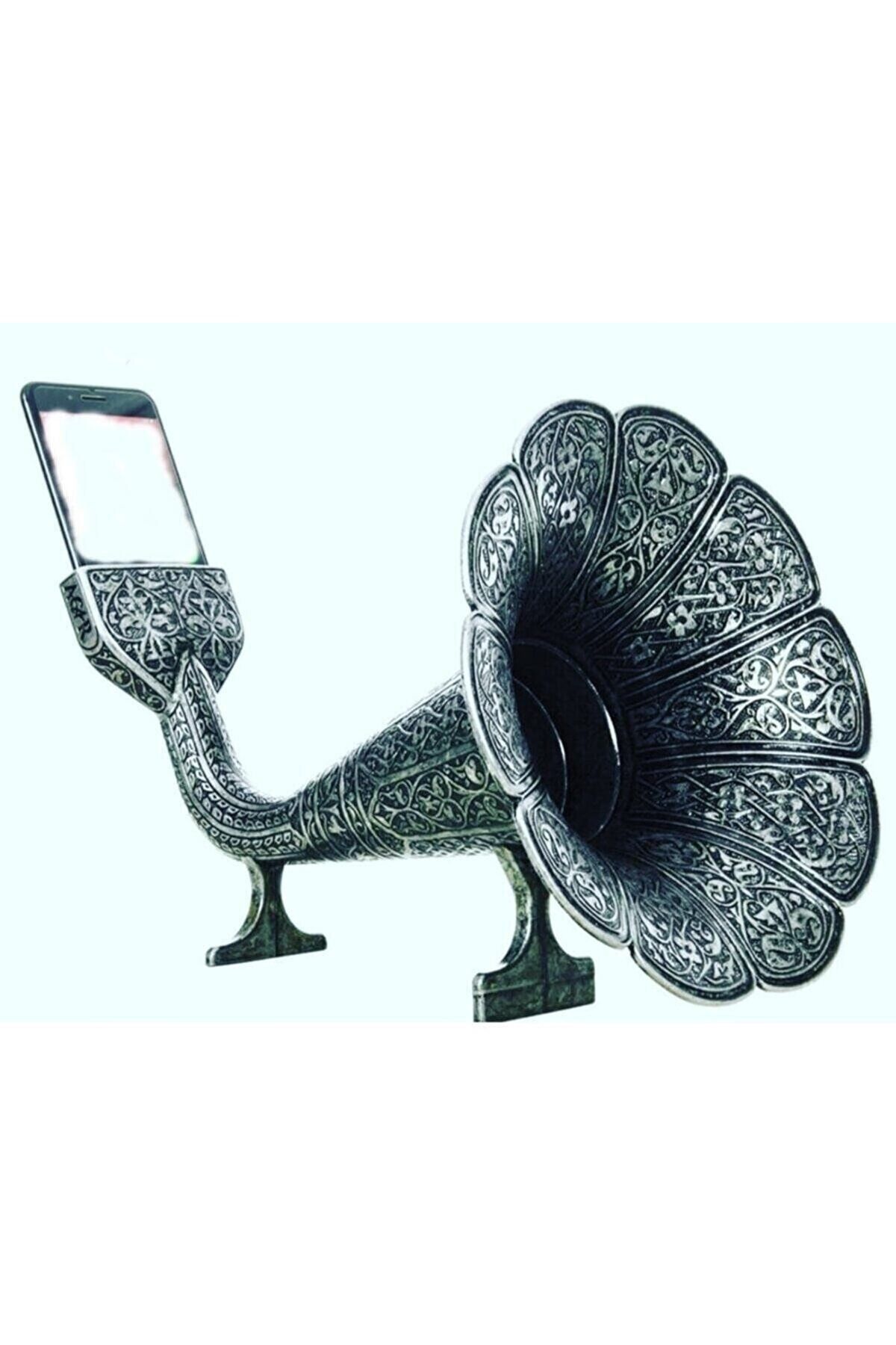 Kelepir Fırsatlar Eskitme Gümüş Renkli Osmanlı Tarzı Süslemeli Cep Telefonunu Gramofona Çeviren Huni