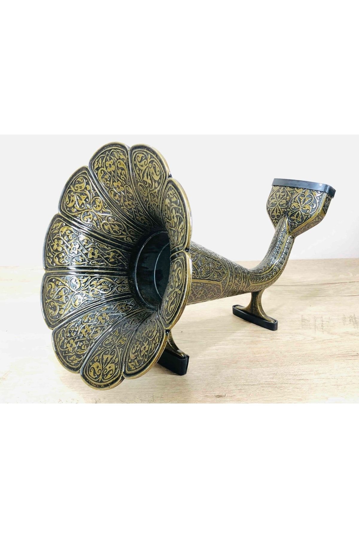 Kelepir Fırsatlar Cep Telefonu Ses Akustik Yükseltici Dekoratif Eskitme Pirinç Osmanlı Süslemeli Ayaklı Gramafoni