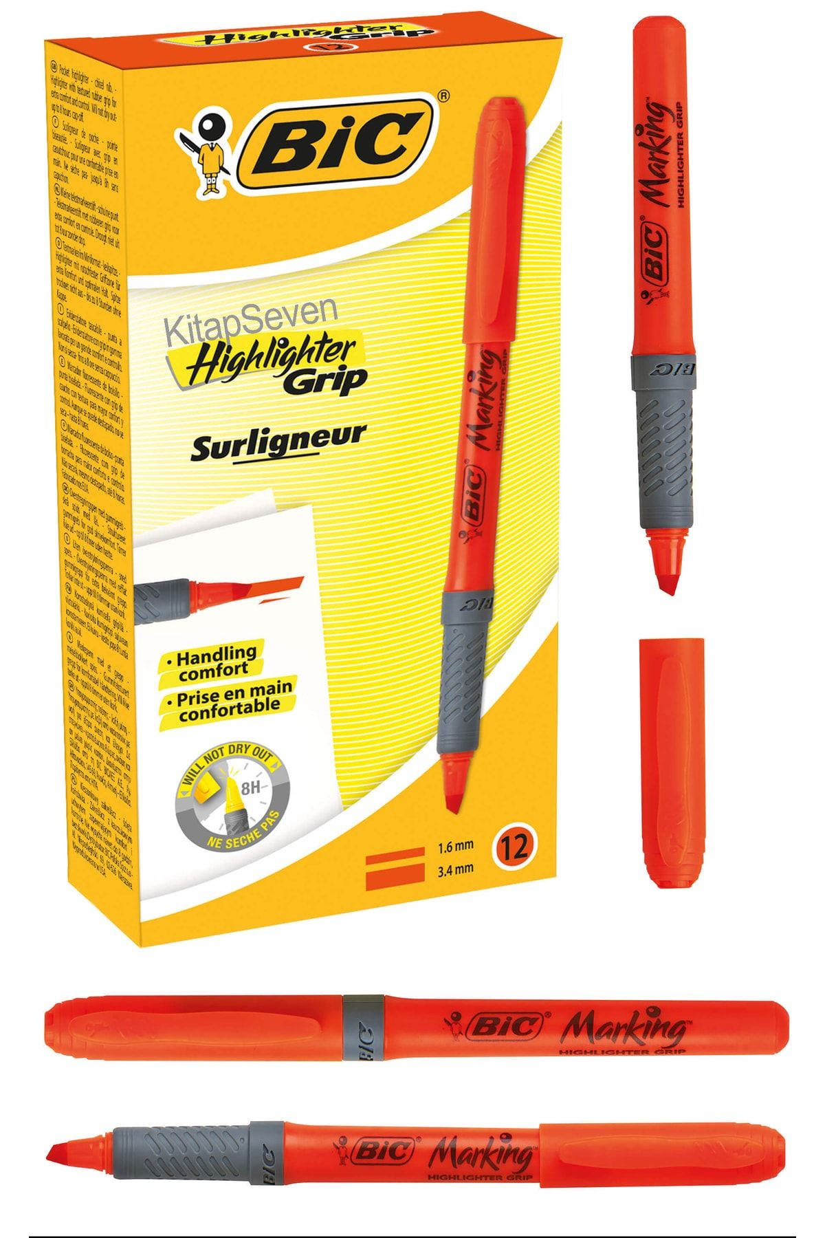 Bic Işaretleme Kalemi Kırmızı Highlighter Grip 12 Adet