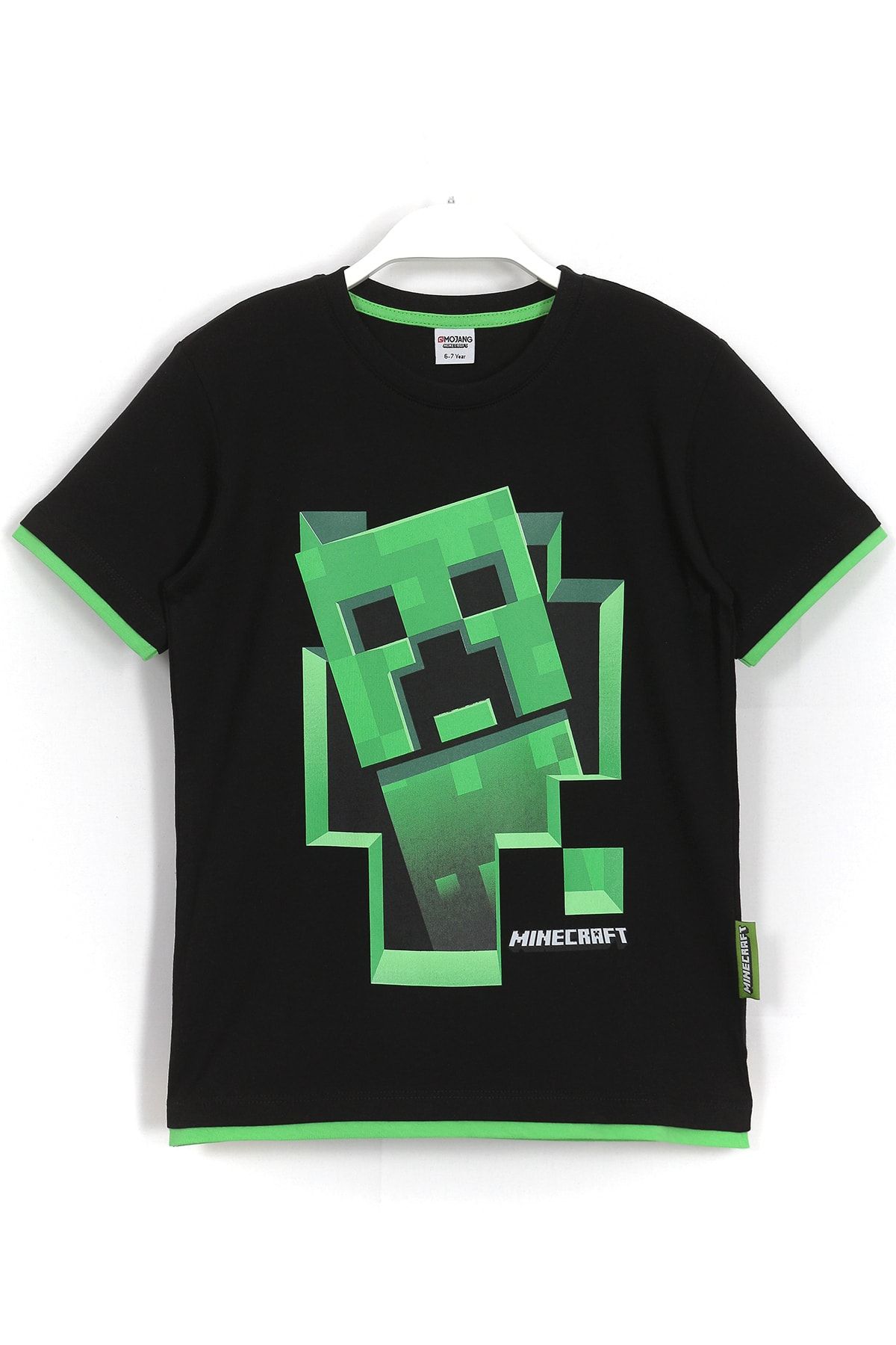 Minecraft Erkek Çocuk Creeper 3d Baskılı T-shirt Siyah
