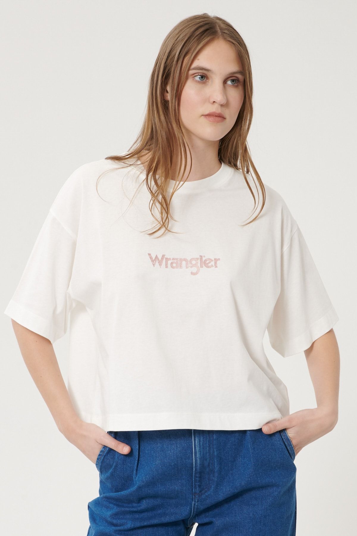 Wrangler Kısa Kollu %100 Pamuk Logolu Sıfır Yaka Oversize Tişört