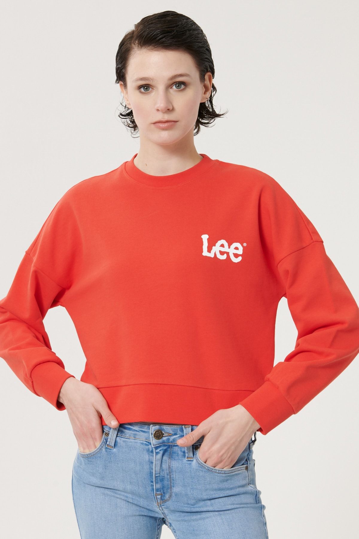 Lee Regular Fit Normal Kesim %100 Pamuk Bisiklet Yaka Logolu Sweatshirt