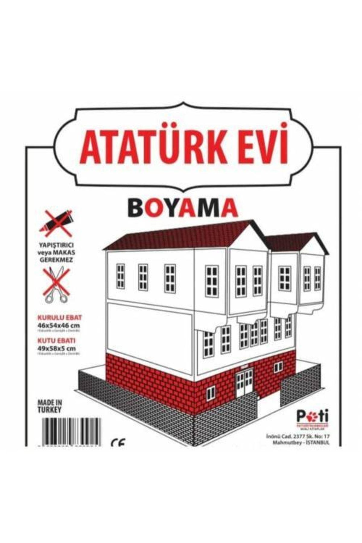İstoç Türk Büyük Boy Karton Maket Boyamalı Atatürk Evi Yapıştırı Gerektirmeyen Zeka Geliştirici Eğiticim Seti
