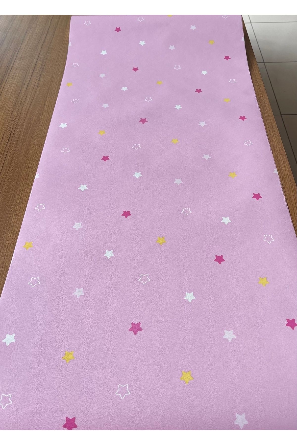 BAŞYAPI DİZAYN Pembe Yıldızlı Çocuk-bebek Odası Ithal Duvar Kağıdı (5m²)