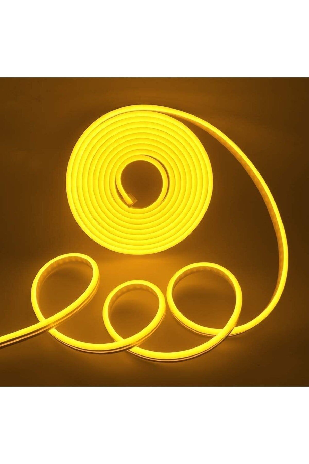 HYL 12 Volt Amber Neon Led Işık | Neon Şerit Led Esnek Silikonlu Aydınlatma 1 Metre Tak Çalıştır