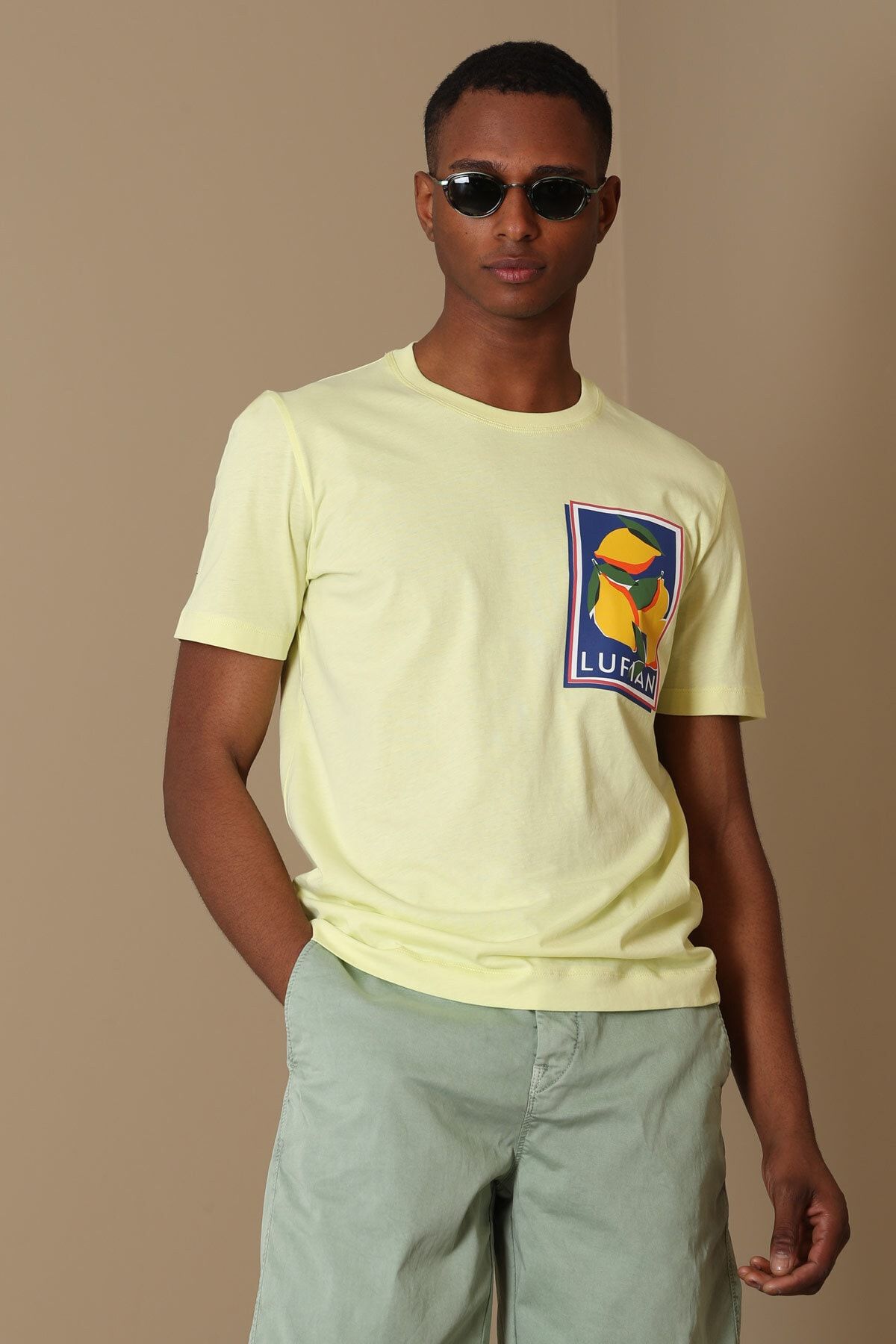 Lufian Tunja Modern Grafik T- Shirt Sarı