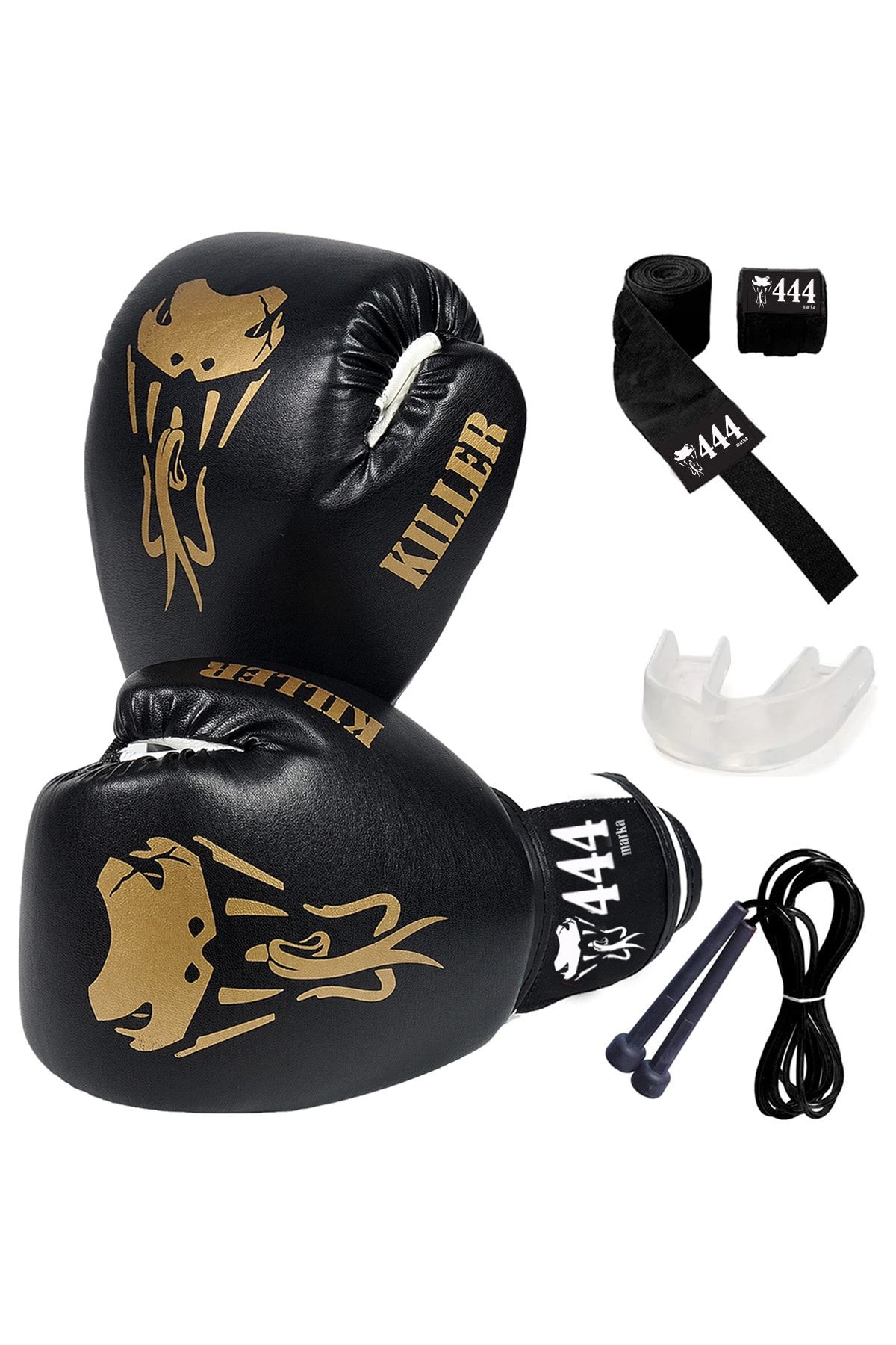 AydBoss Kıller Boks Eldiveni Seti Boxing Gloves Boks Bandajı Boks Dişliği Atlama Ipi Kick Boks Eldiveni
