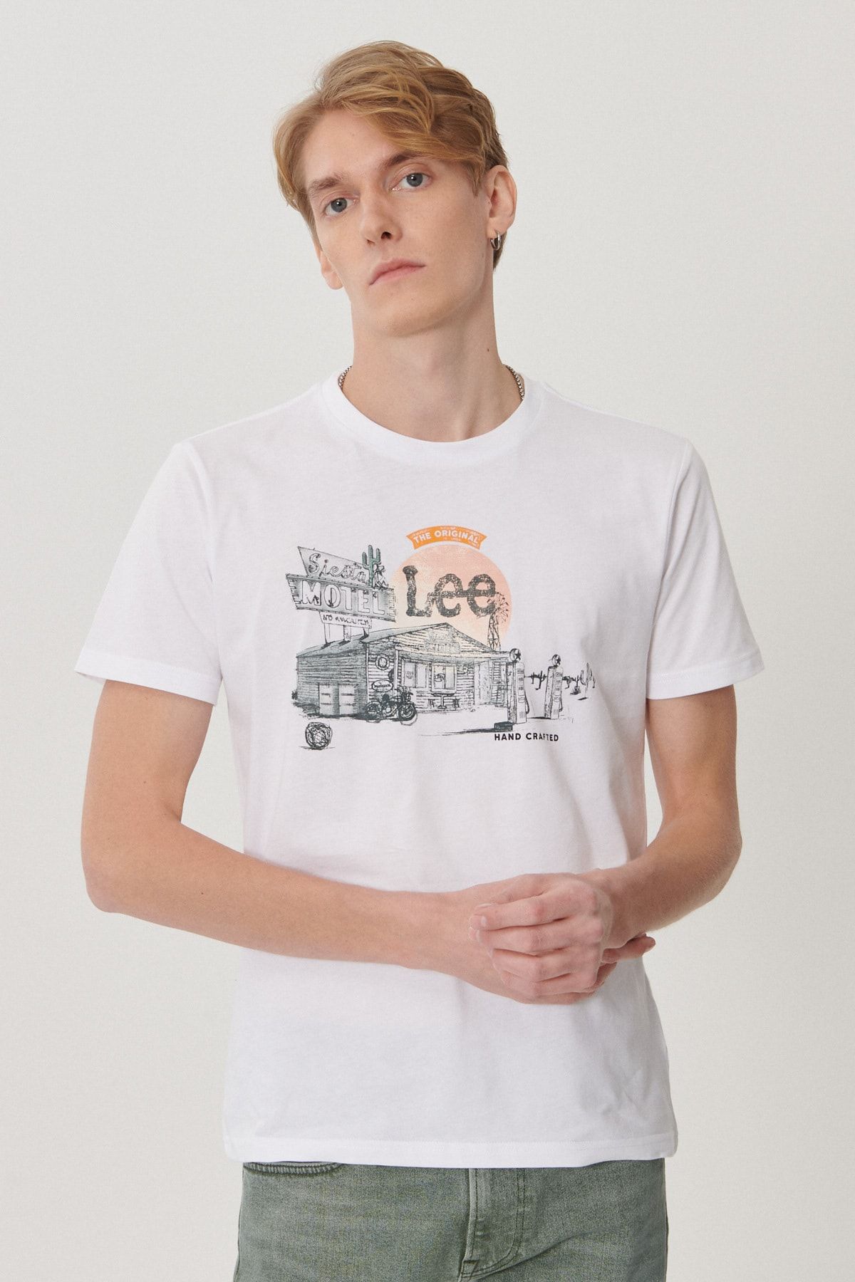Lee Regular Fit Normal Kesim Sıfır Yaka %100 Pamuk Grafik Desenli Tişört