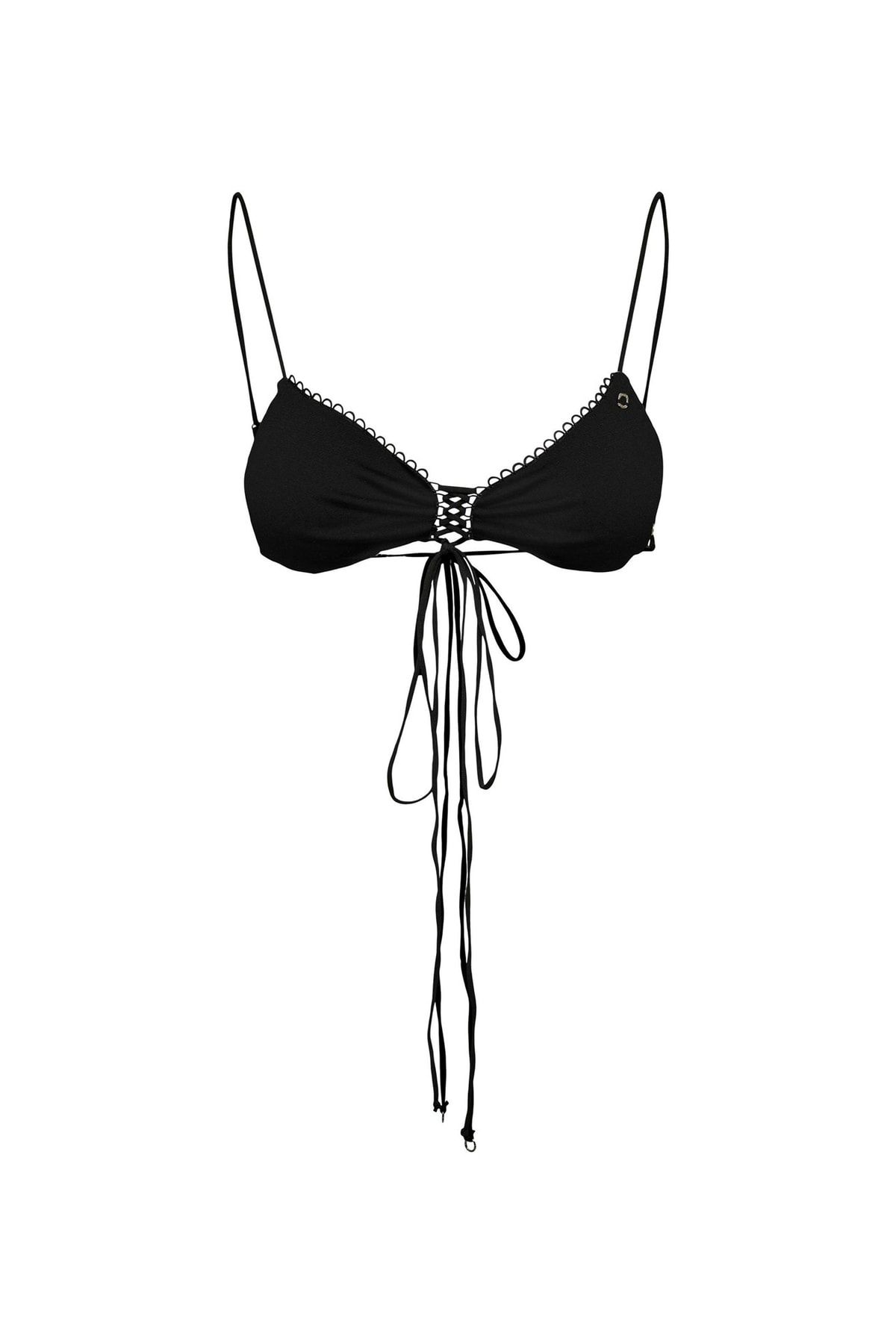 Only Onllucia Triangle String Normal Kalıp Düz Siyah Kadın Bikini Üst