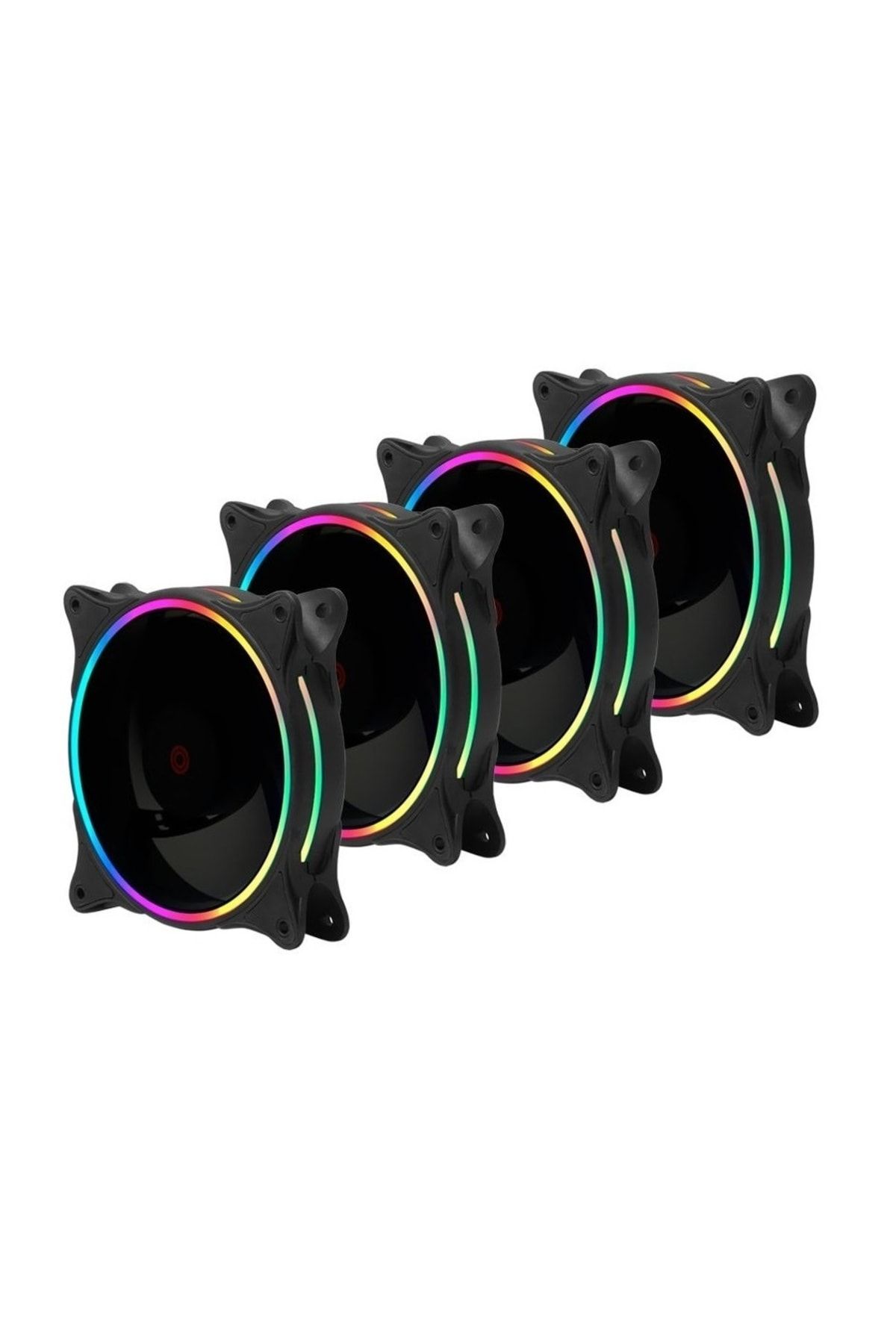 Frisby Fcl-f1276c 4x120mm Dual Ring 4lü Rainbow Fan Seti Pc Kasa Fanı