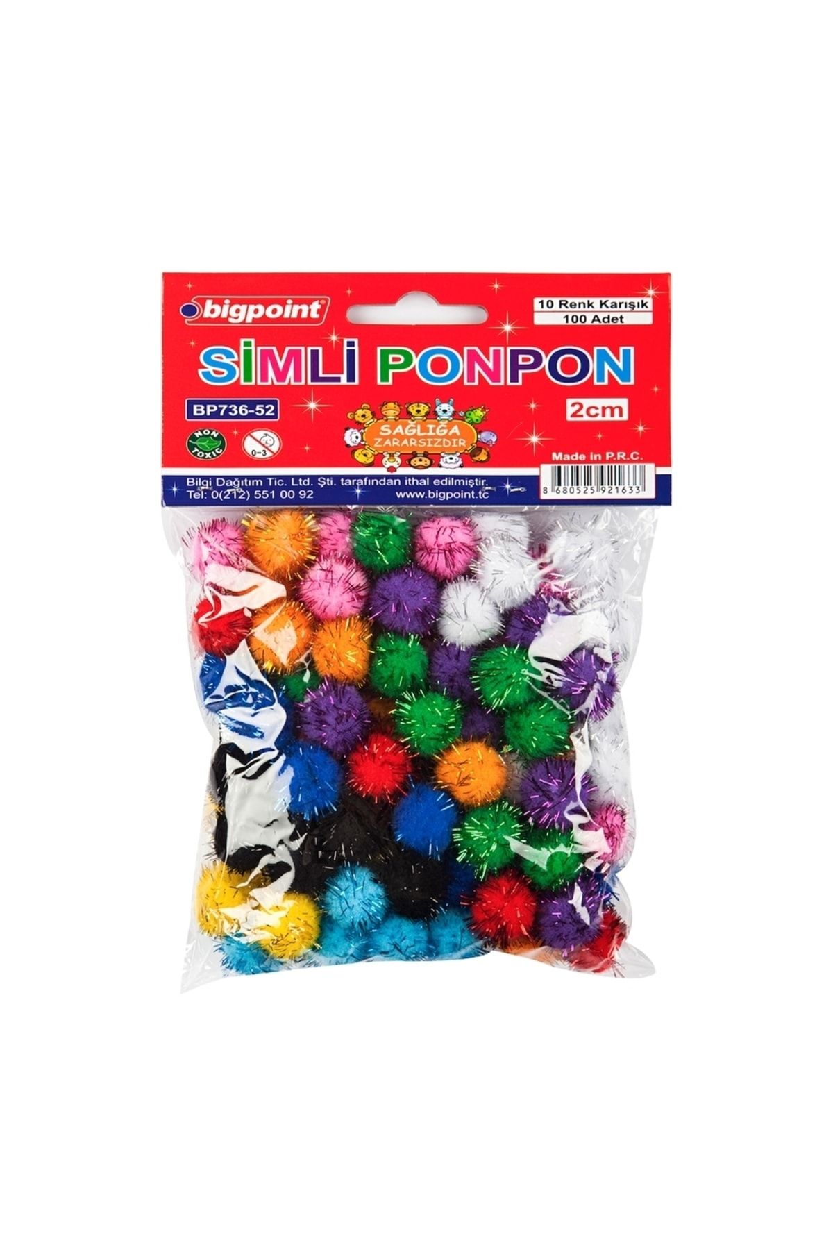 Bigpoint Ponpon Sımlı 2 Cm 10 Renk / 100 Lu Poset