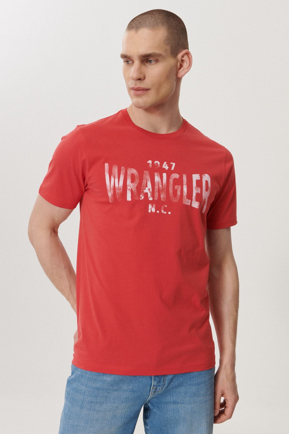 Wrangler Regular Fit Normal Kesim Sıfır Yaka %100 Pamuk Logolu Tişört