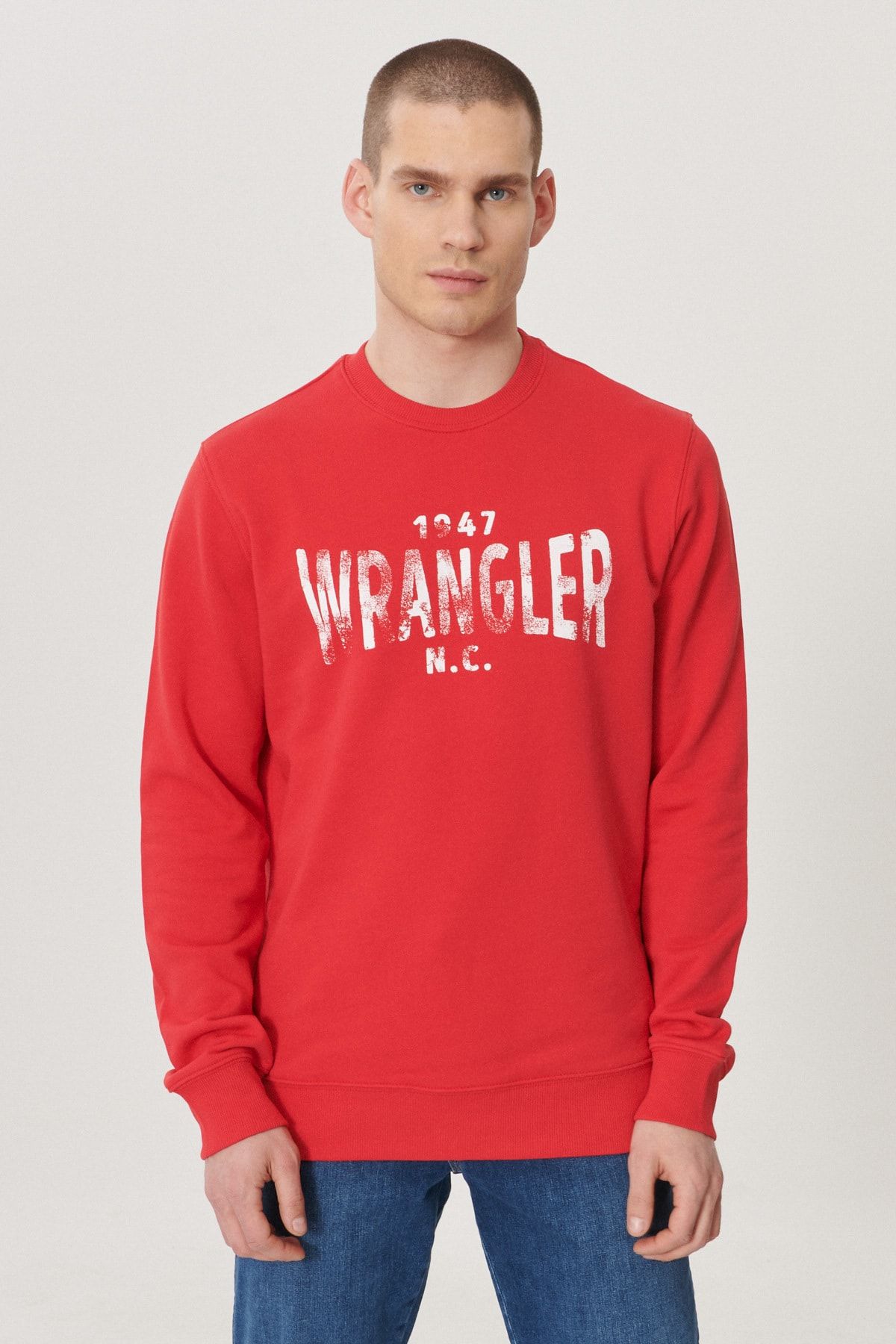 Wrangler Regular Fit Normal Kesim %100 Pamuk Logolu Sıfır Yaka Spor Sweatshirt