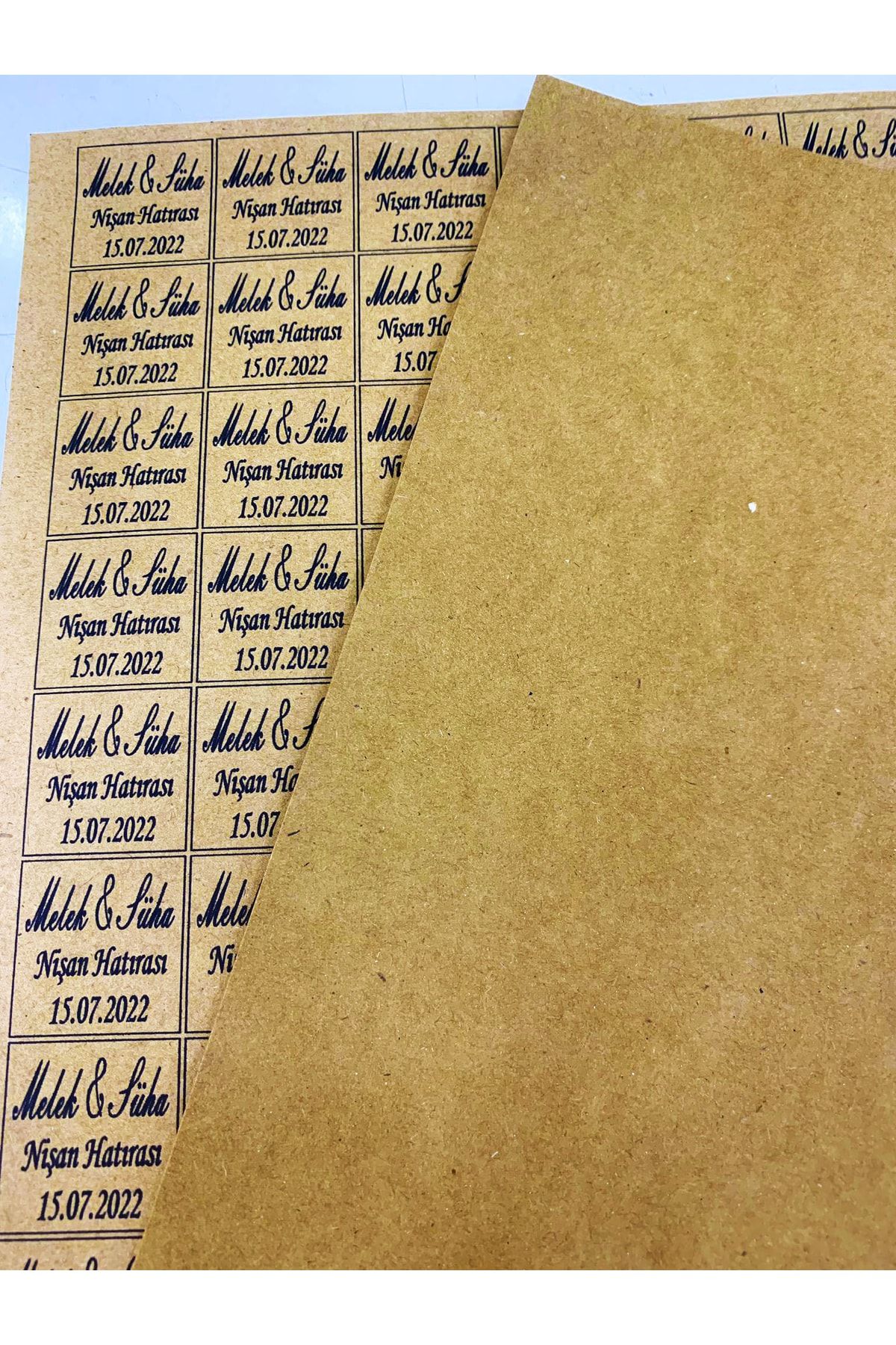 Nikah Şekeri Market Kraft Kağıt Kare Isim Etiketi 50 Adet Kına- Söz - Nişan - Nikah - Sünnet - Bebek Etiketi 3 X 3 Cm