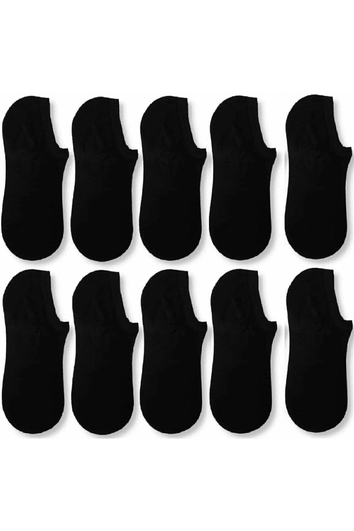 SOCKSHION 10 Çift Kadın Ve Erkek Siyah Bambu (SNEAKER) Spor Ayakkabı Çorabı Siyah