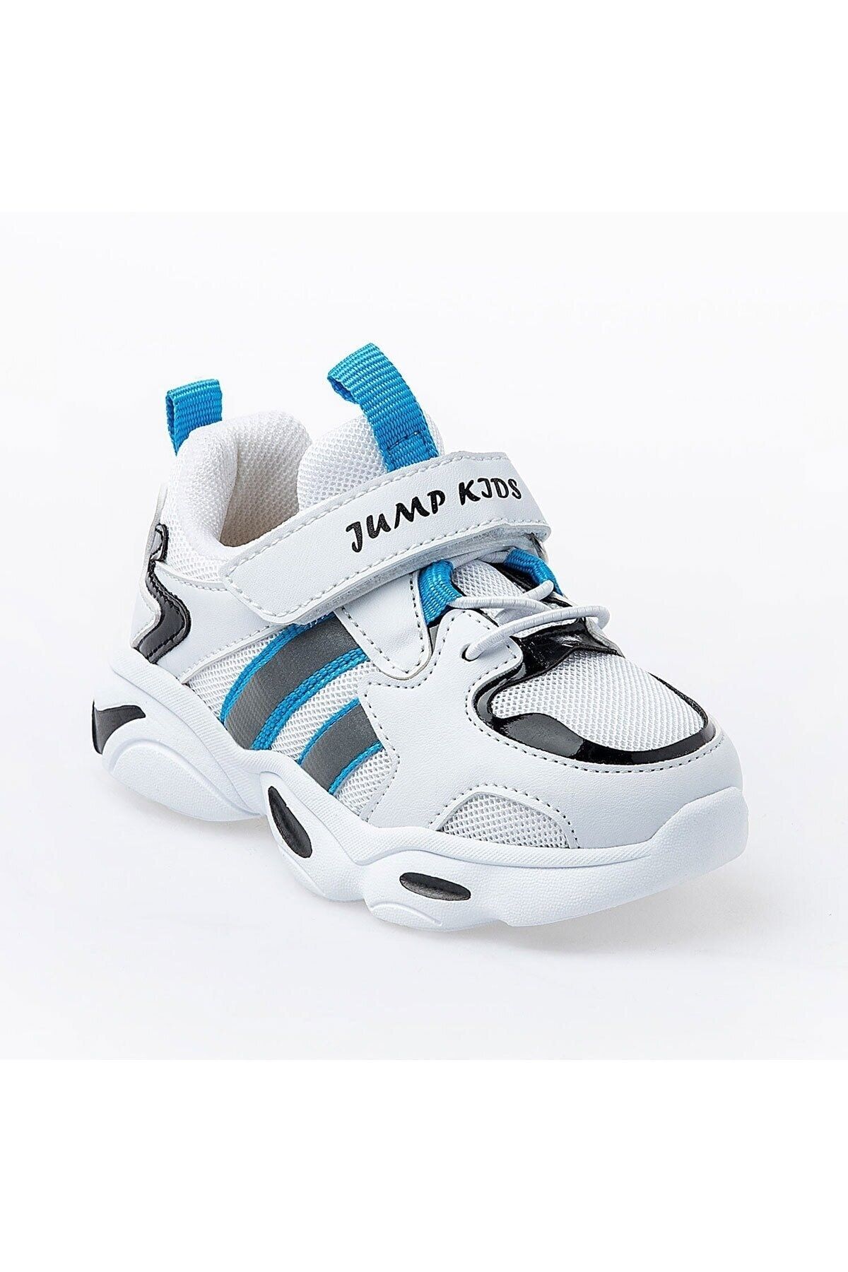 Jump 26056 Beyaz - Mavi - Siyah Uniseks Çocuk Yazlık Günlük Rahat Yürüyüş Sneaker Spor Ayakkabı