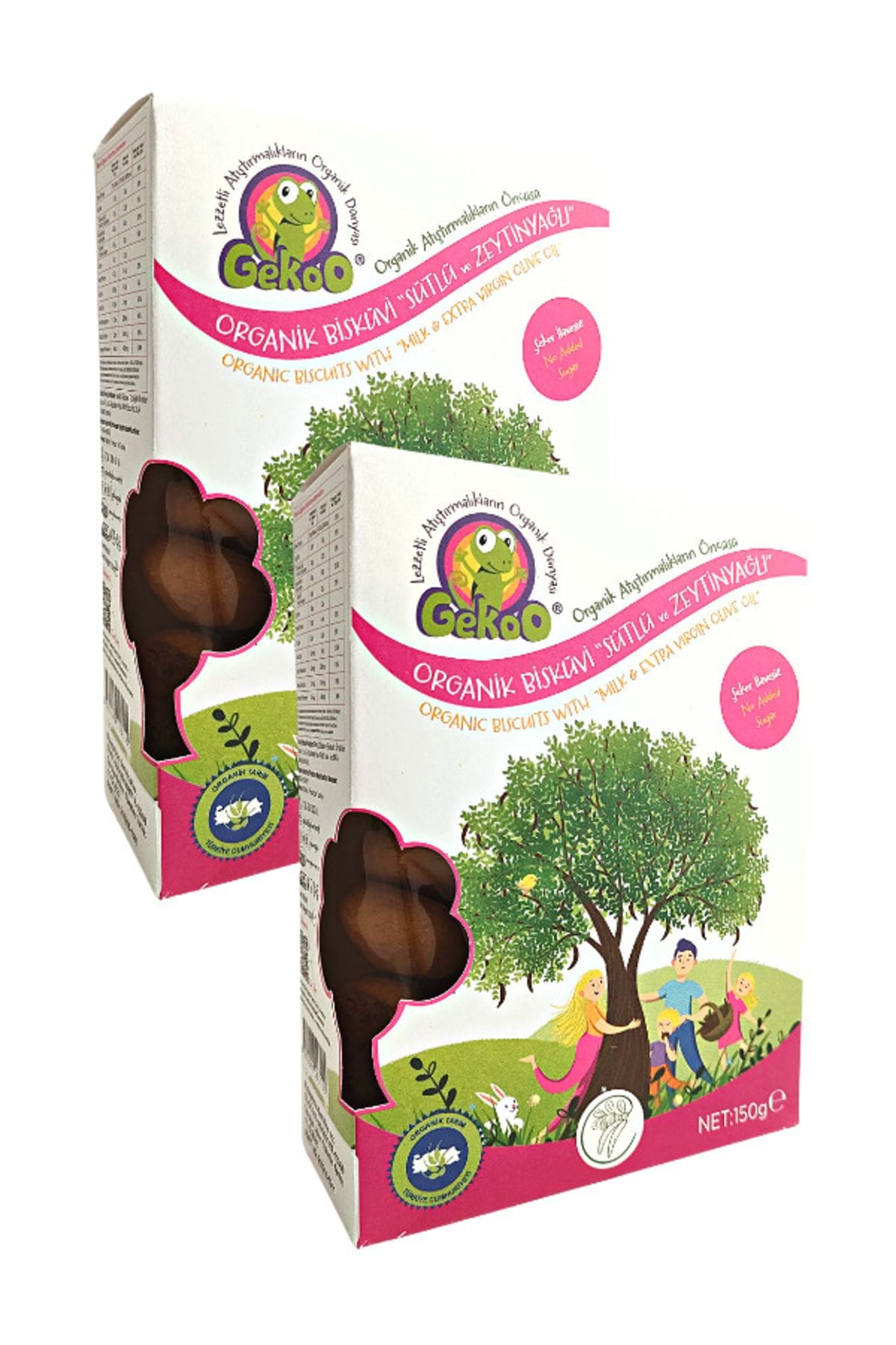 Gekoo Organik Çocuk Bisküvisi | Sütlü - 150g - 2 Adet