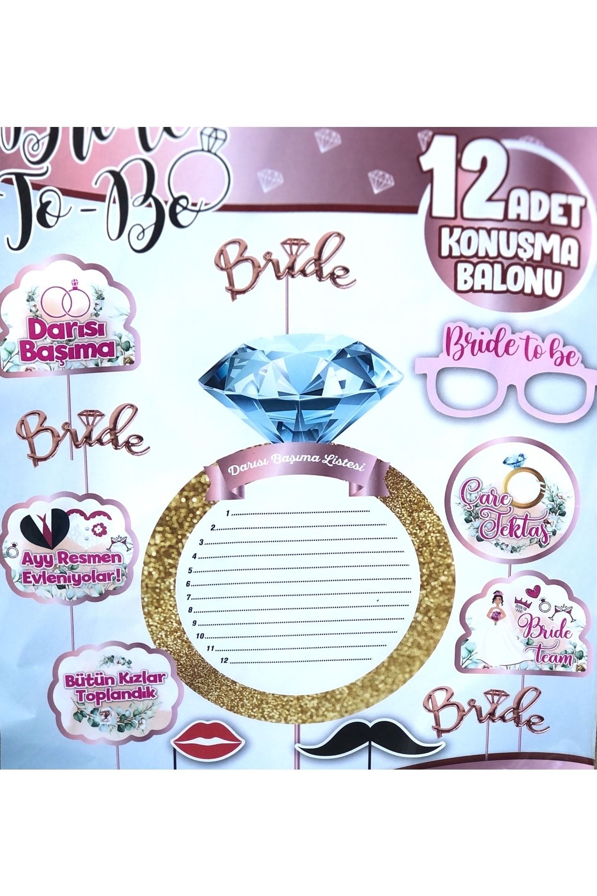 Huzur Party Store Bride To Be Temalı 12 Adet Konuşma Balonu Darısı Başıma Listesi Bekarlığa Veda Partisi Süs Seti