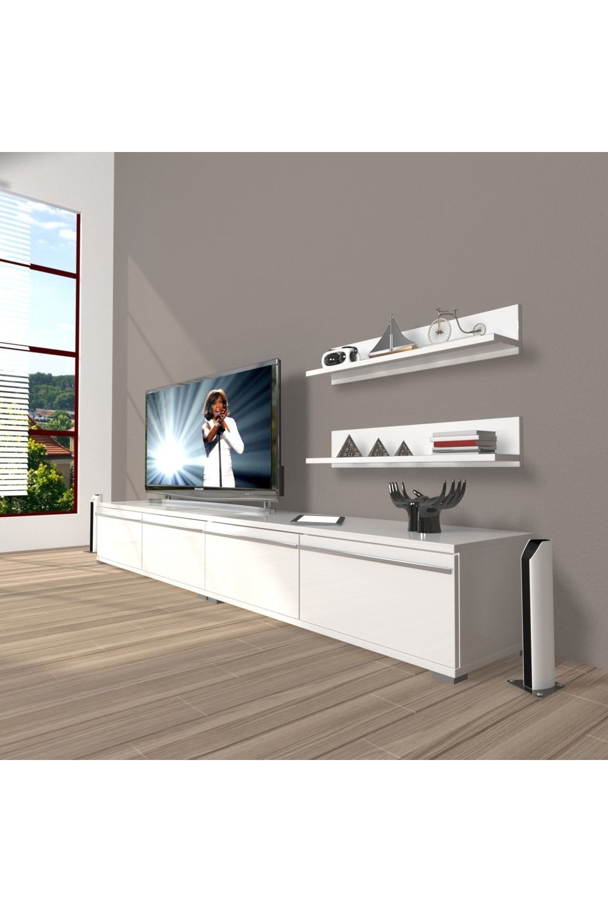 Decoraktiv Eko 200t Mdf Tv Ünitesi Tv Sehpası - Parlak Beyaz