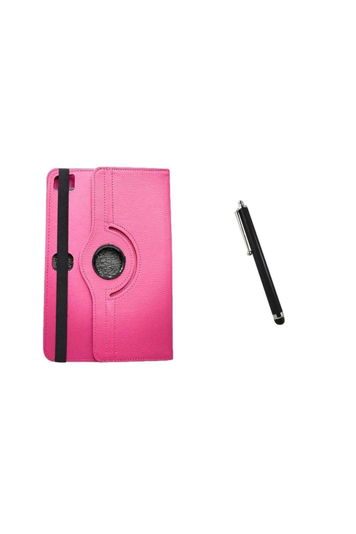 Alcatel Pixi 3 Kılıf Dönebilen Standlı Kancalı Kamera Yeri Uyumlu Tablet Kılıfı+dokunmatik Kalem