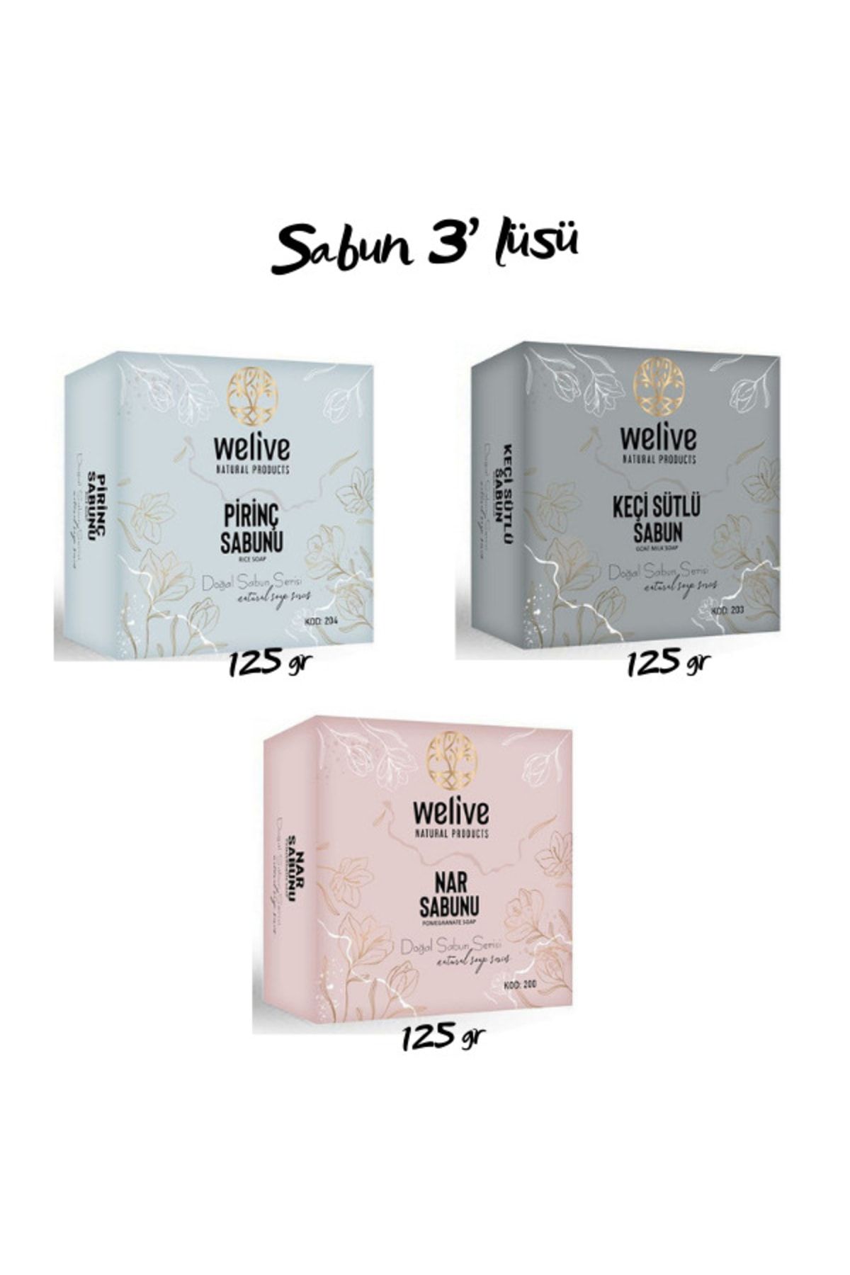 Welive Nar Sabunu-pirinç Sabunu-keçi Sütlü Sabun 3'lü Set (3x125gr)