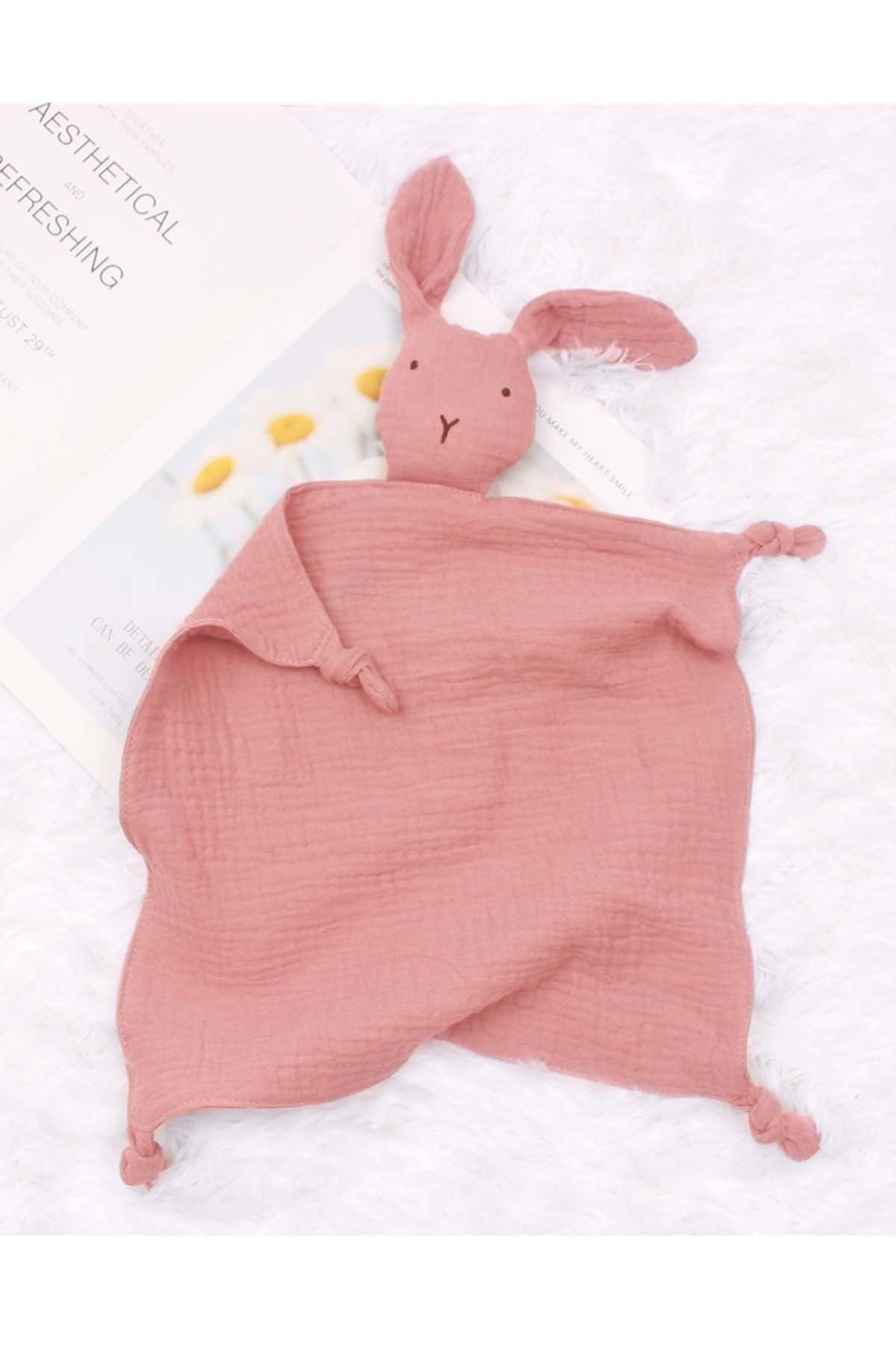 Modakids Unisex Bebekler 4 Katlı Müslin Uyku Arkadaşı Kız Erkek Bebek Sevimli Tavşan Modeli