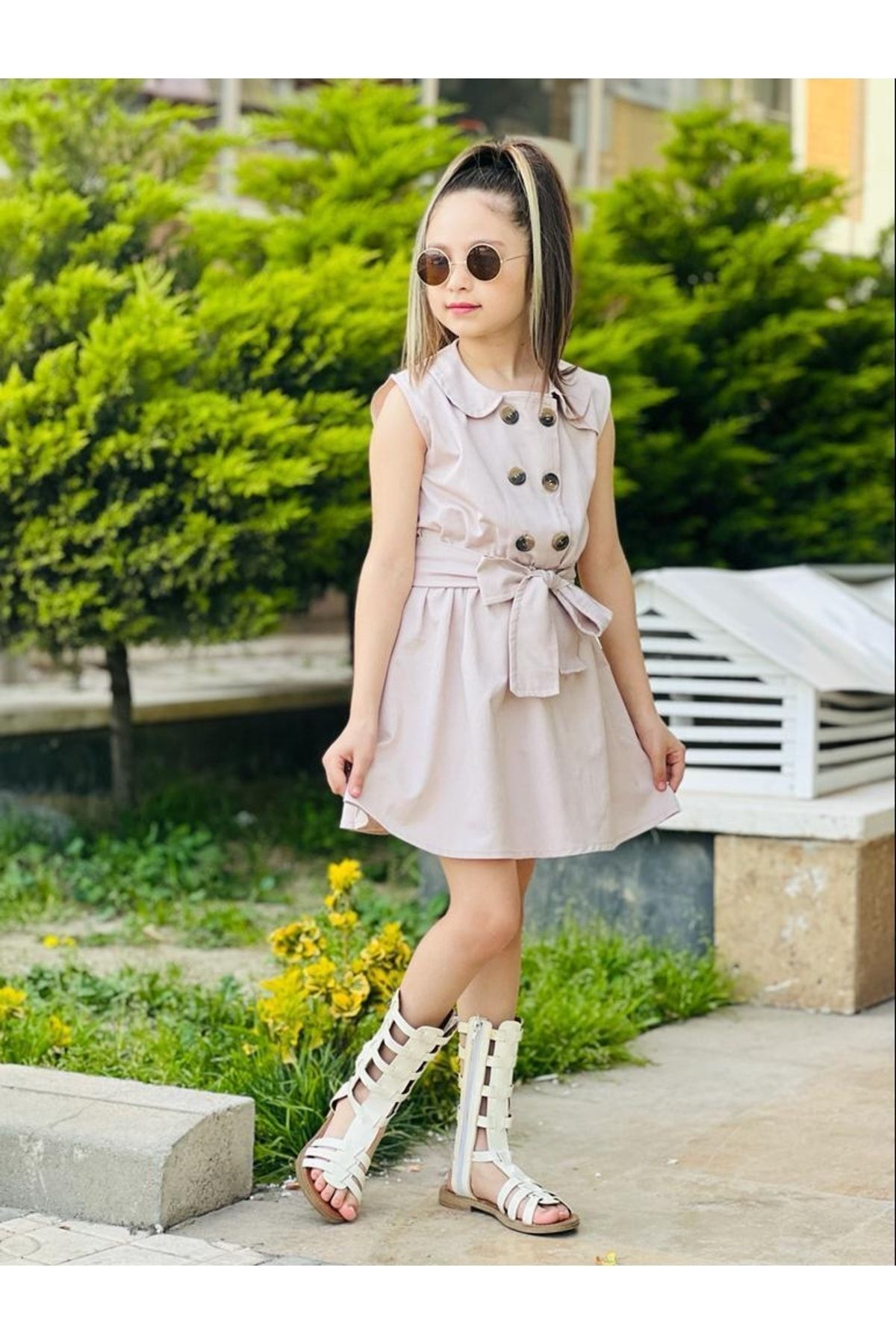 Genel Markalar Gabardin Kumaş Kardeş Kombini Harika Kız Çocuk Elbise