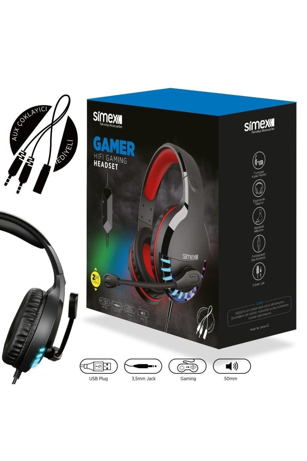 Simex Universal Gamer Mikrofonlu Kulaklik Game-j2 Siyah Kırmızı