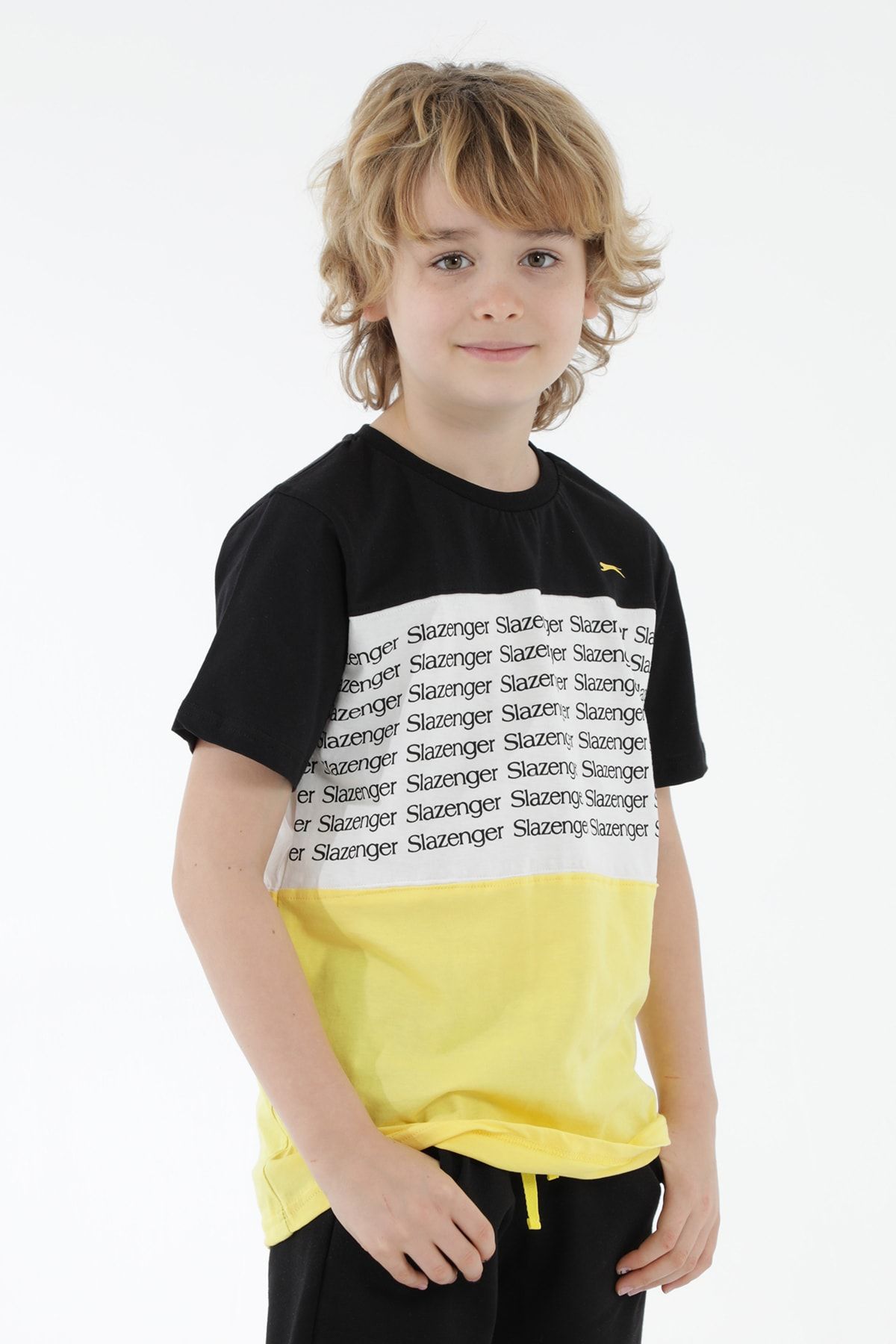 Slazenger Pars Erkek Çocuk T-shirt Siyah Sarı