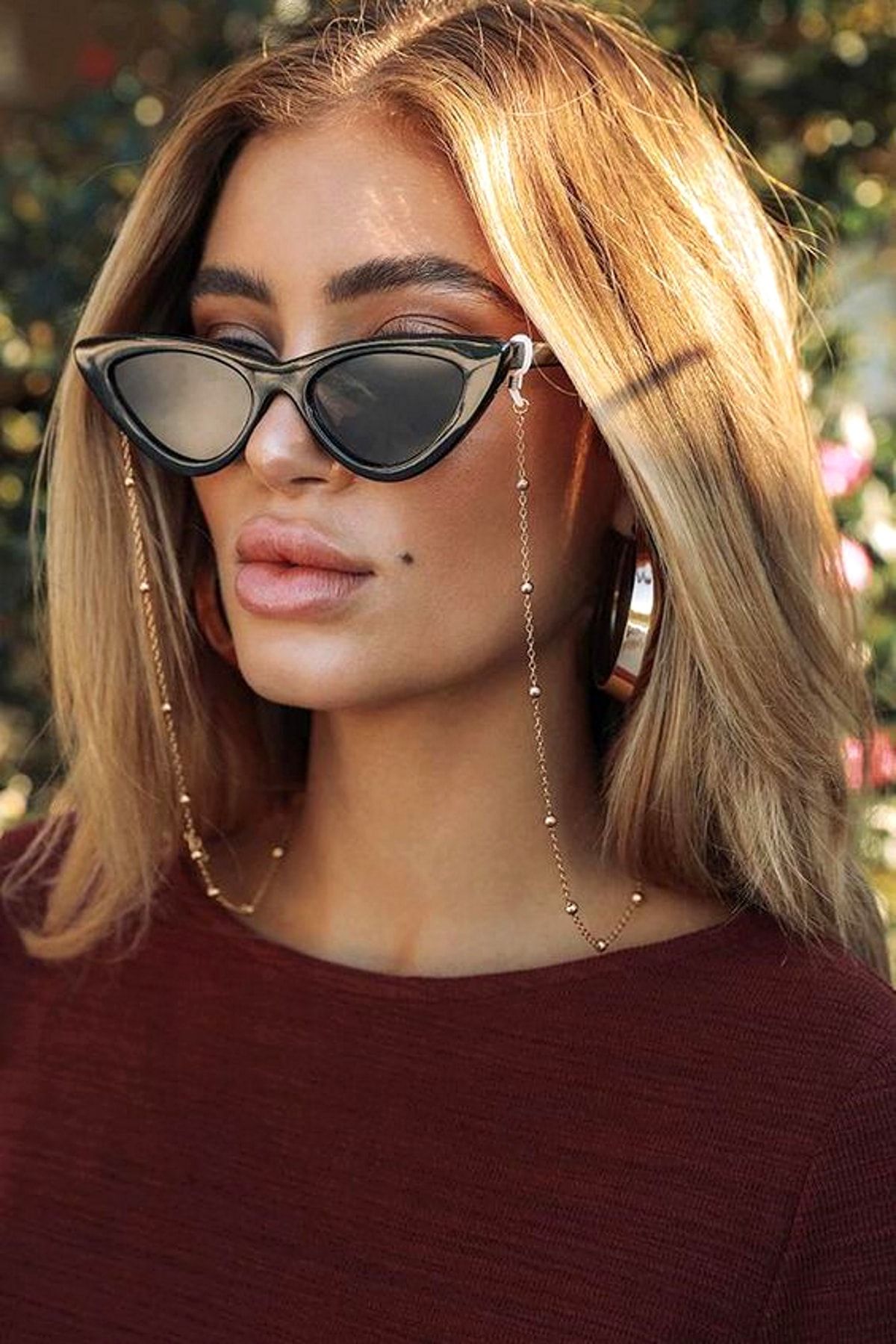 Hane14 Kadın Gold Chic minik Toplu Gözlük Zinciri