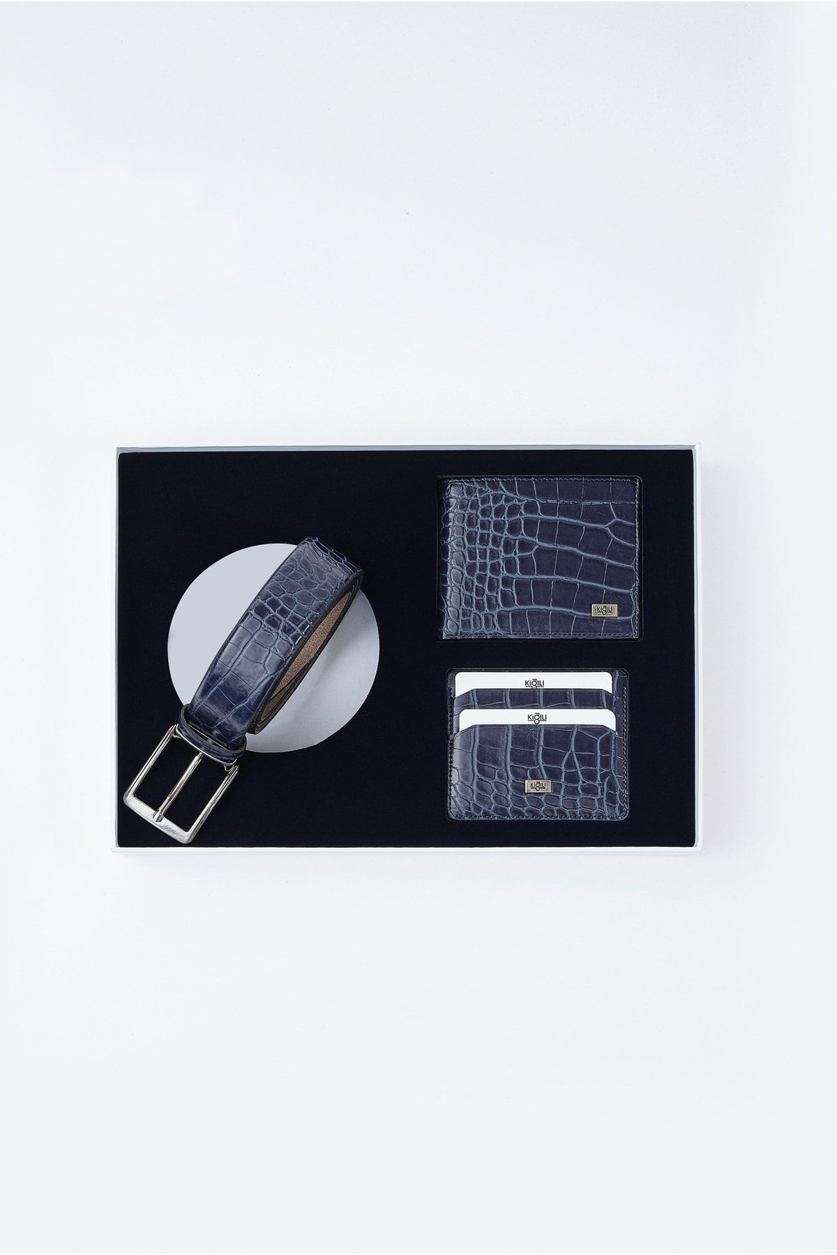 Kiğılı 3'lü Kroko Desen Kemer & Cüzdan & Kartlık Seti