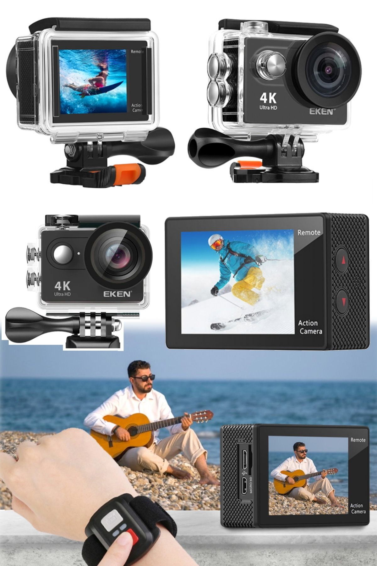 Utelips 4k Ultra Hd Aksiyon Kamerası Su Altı Su Geçirmez Eğlen Youtube Motorsiklet Kamerası Video Wifi Pro