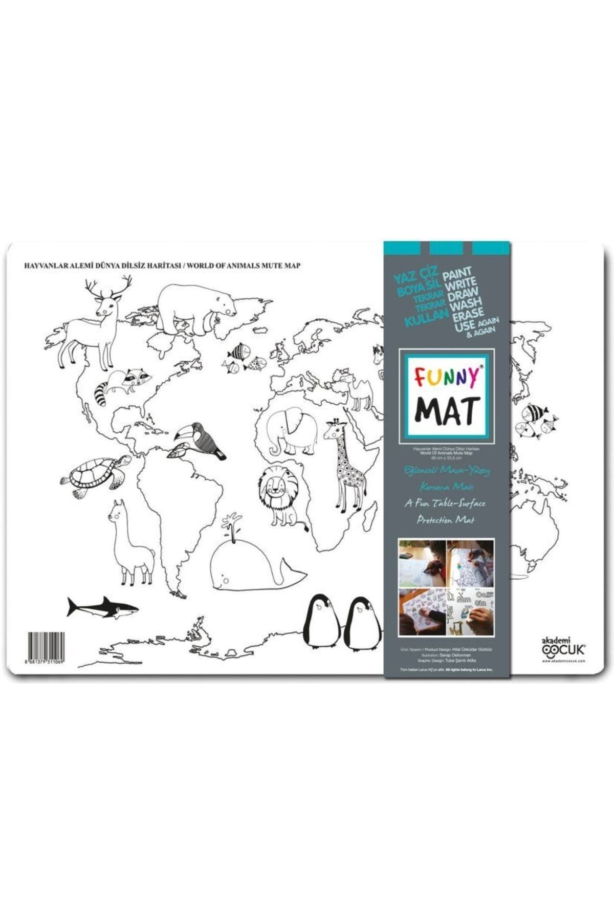 Akademi Çocuk Funny Mat Dünya Haritası Küçük
