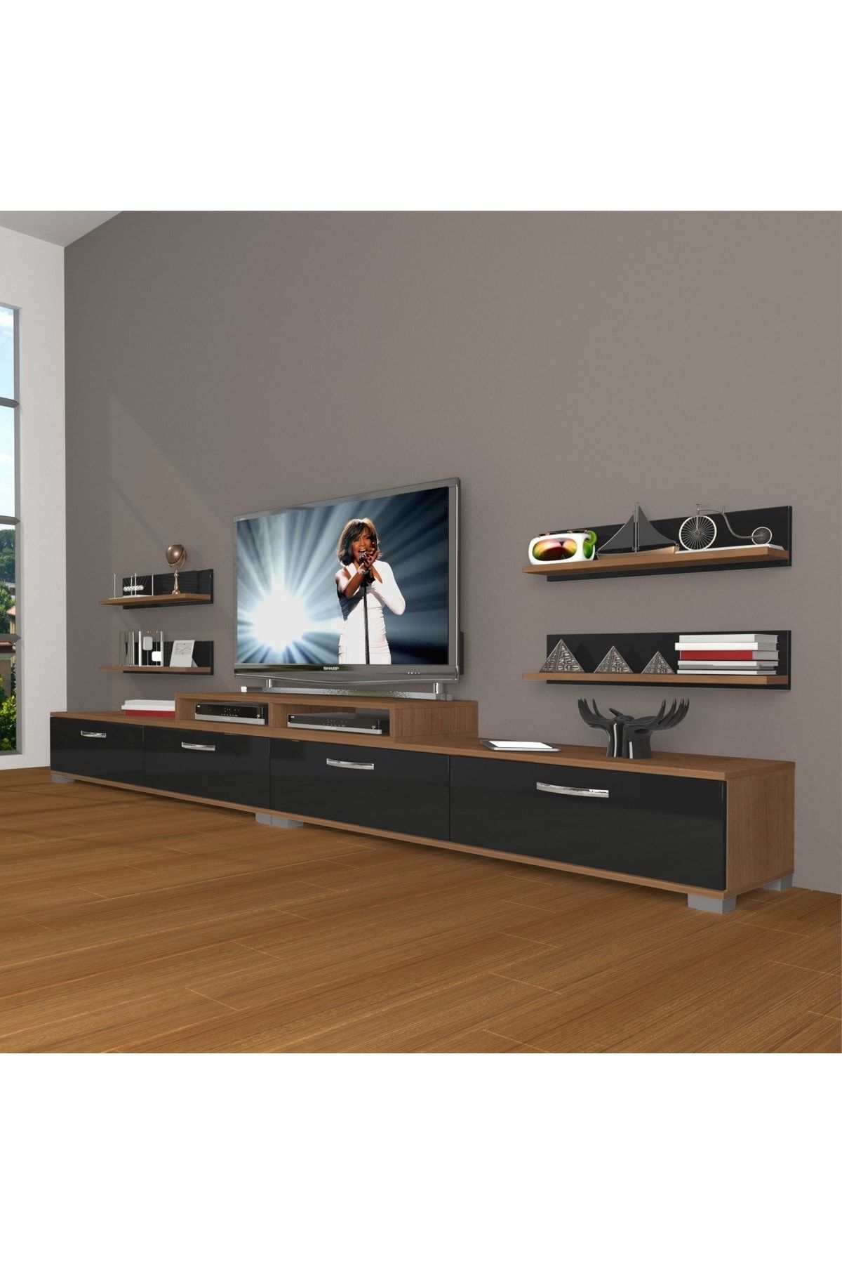 Decoraktiv Ekoflex 360r Slm Tv Ünitesi Tv Sehpası - Ceviz - Siyah