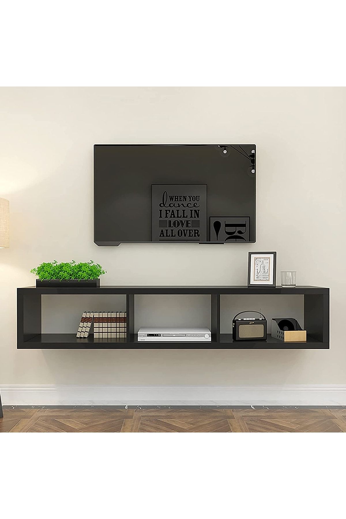 Egecan Mobilya Siyah 140 cm Tv Ünitesi Tv Sehpası Tv Standı Duvar Rafı Kitaplık