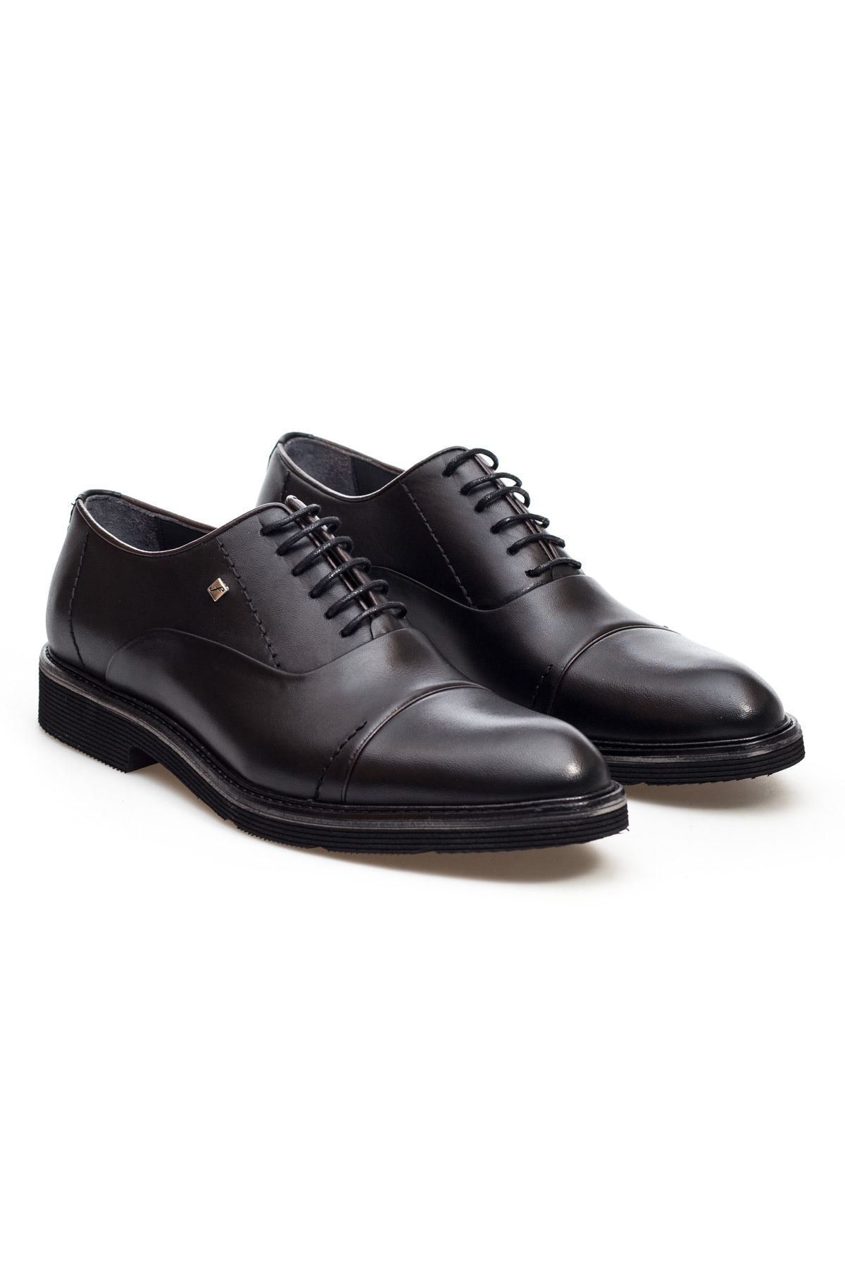 Fosco Siyah Hakiki Deri Bağcıklı Klasik Erkek Ayakkabı