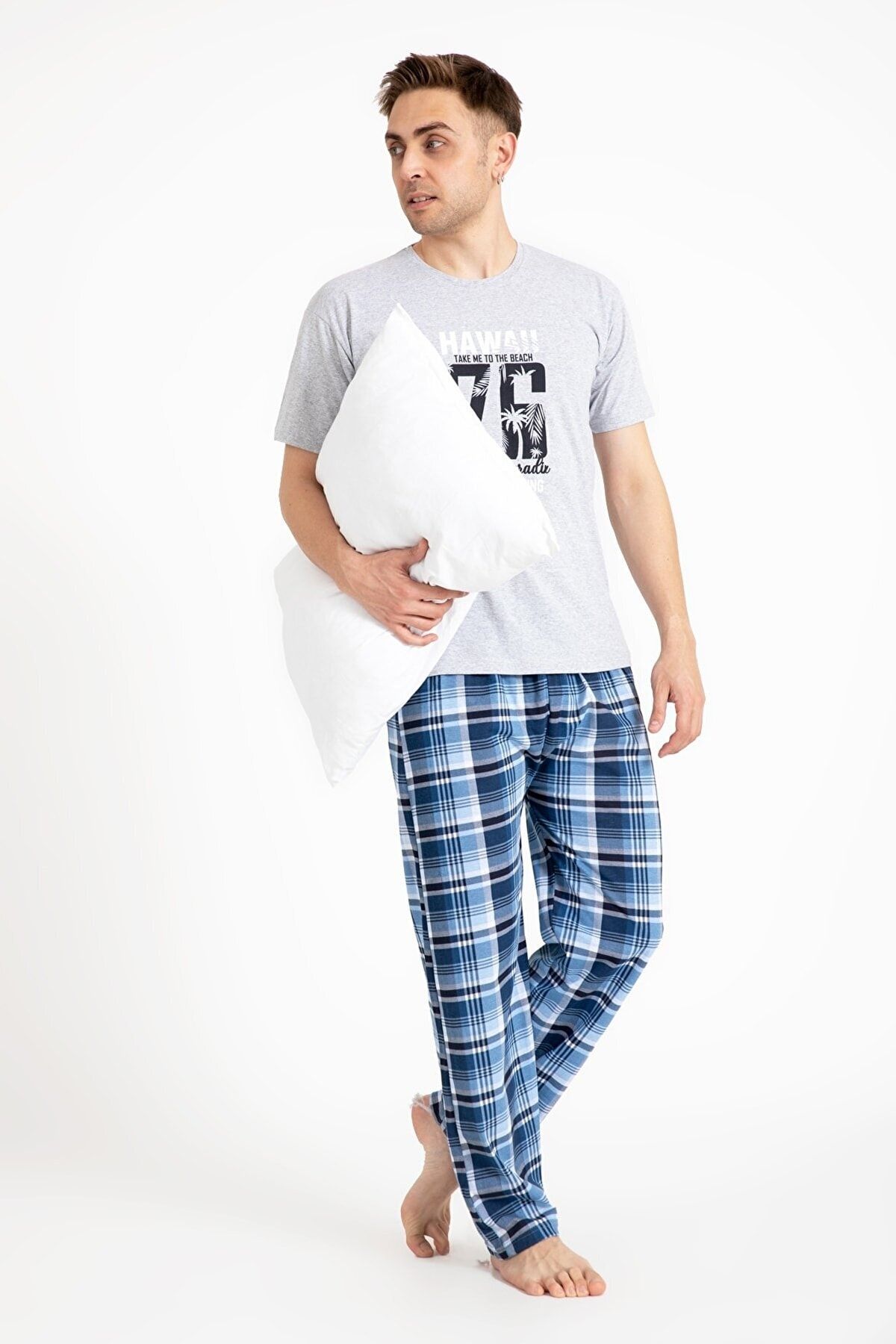 TAMPAP Erkek Baskılı Pijama Takımı Kısa Kollu