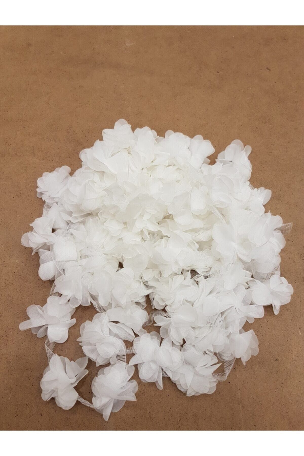 Aker Hediyelik Beyaz Lazer Gül 1m Lazer Kesim Gül Süsleme Paketleme Malzemesi 12 Adet Organze Kumaş Yapay Çiçekler