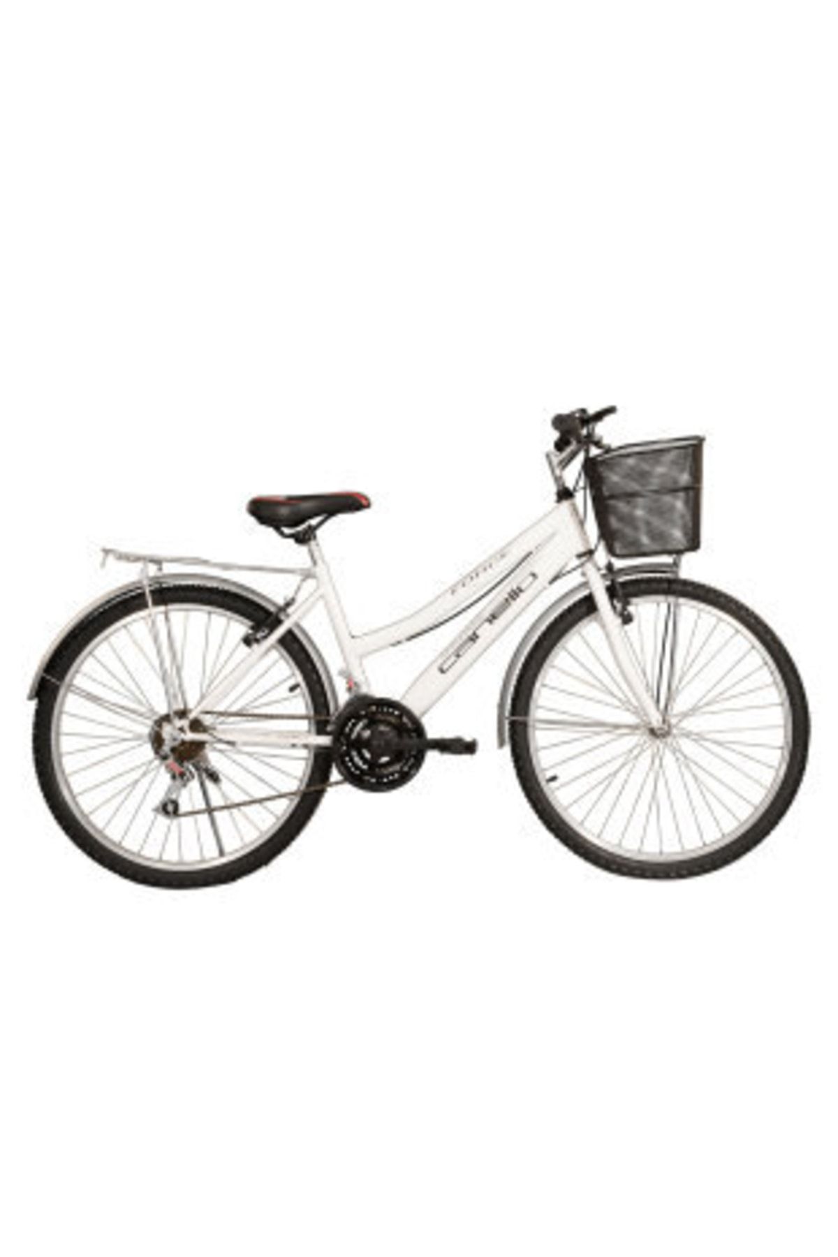 Canello Unisex Beyaz 2450 21 Vites Çamurluk Bagaj ve Sepetli Kullanışı Rahat Bisiklet
